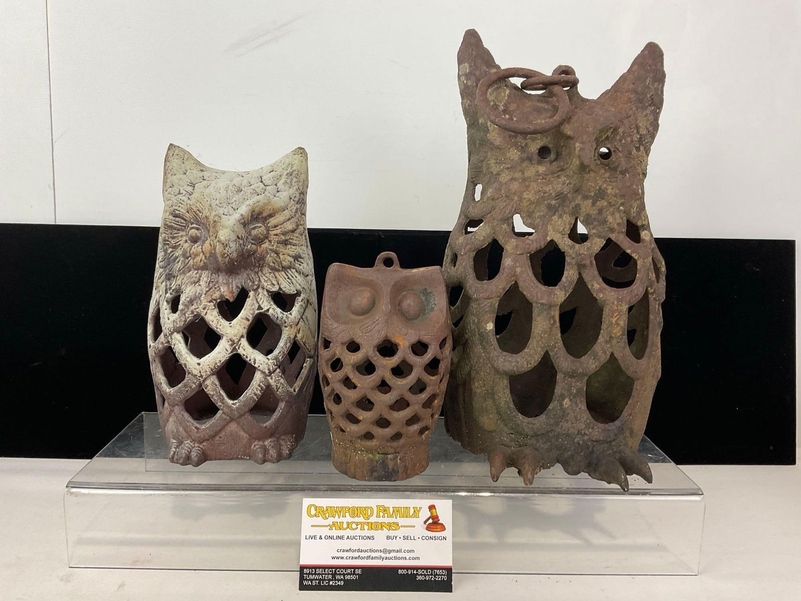 3 Cast Iron Owl Candleholders, 2 Hanging, 7h x 11w x 12d inches (1 of 4)