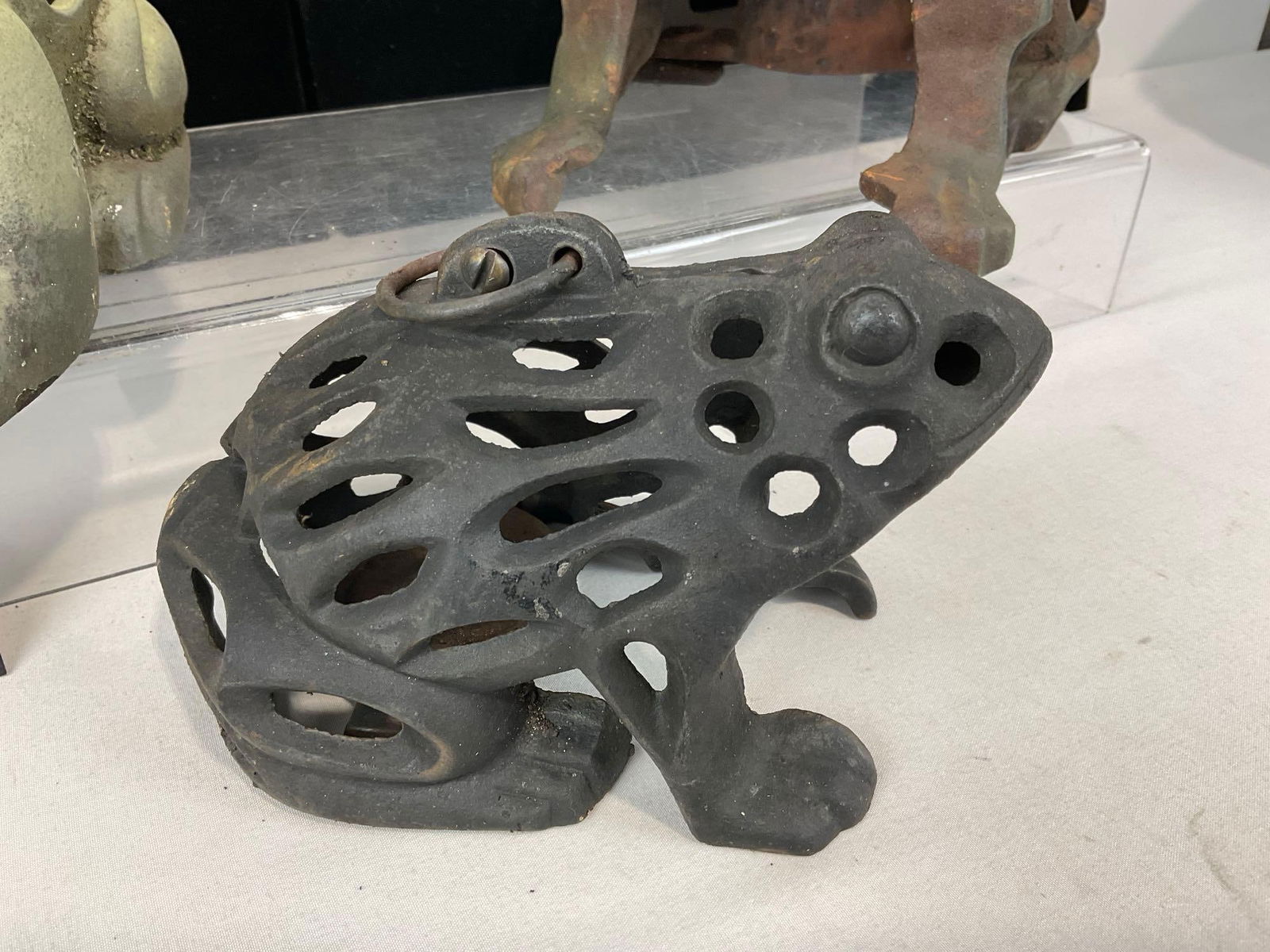 3 Cast Iron Frog Shaped Hanging Candleholders, 6h x 13w x 10d inches - 2