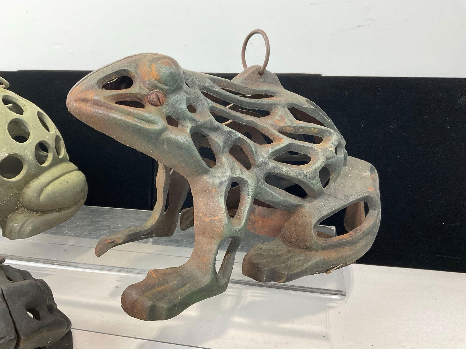 3 Cast Iron Frog Shaped Hanging Candleholders, 6h x 13w x 10d inches - 3