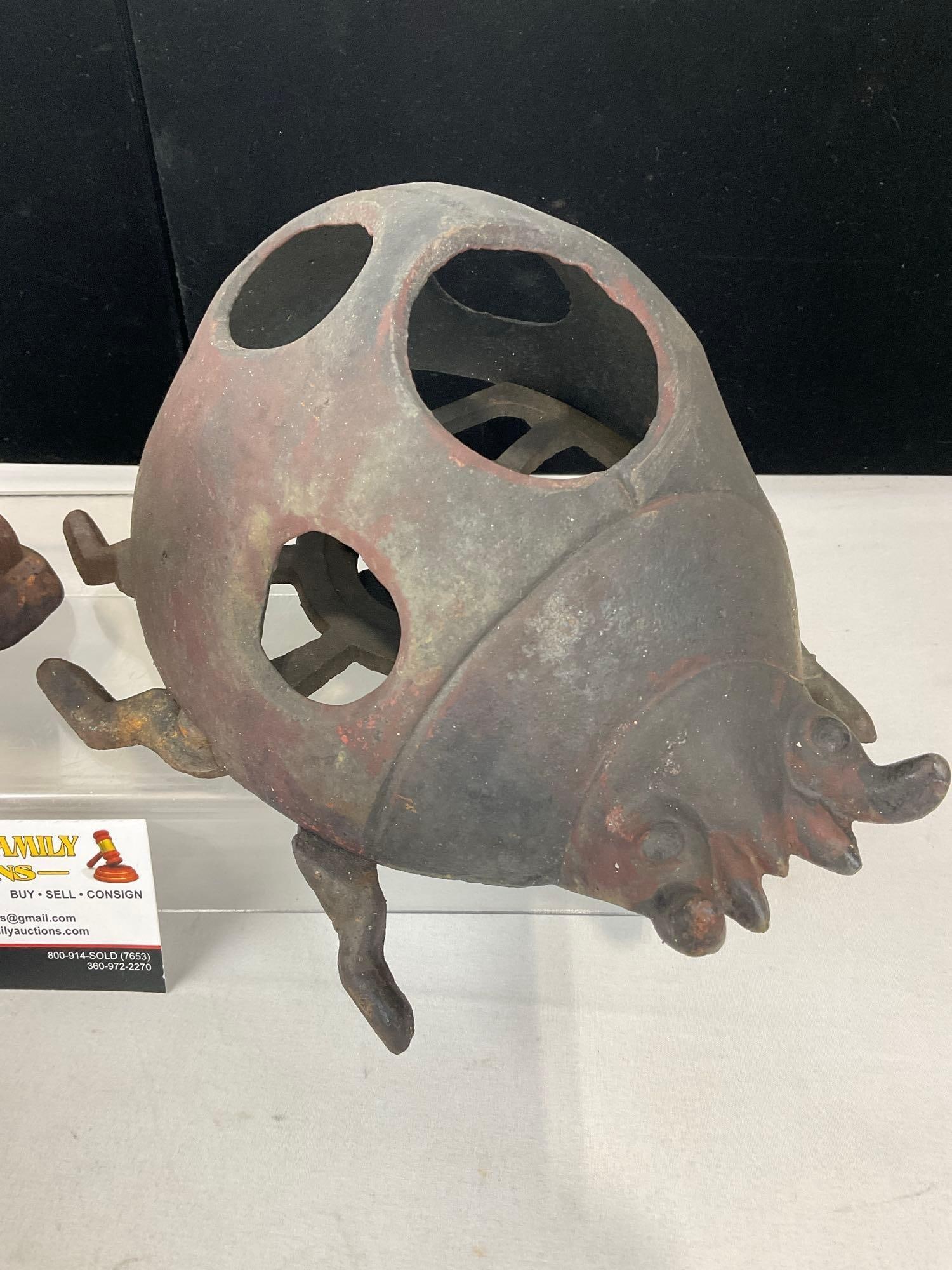Pair of Cast Iron Turtles & Cast Iron Ladybug, approx 7h x 17w x 17d inches - 3