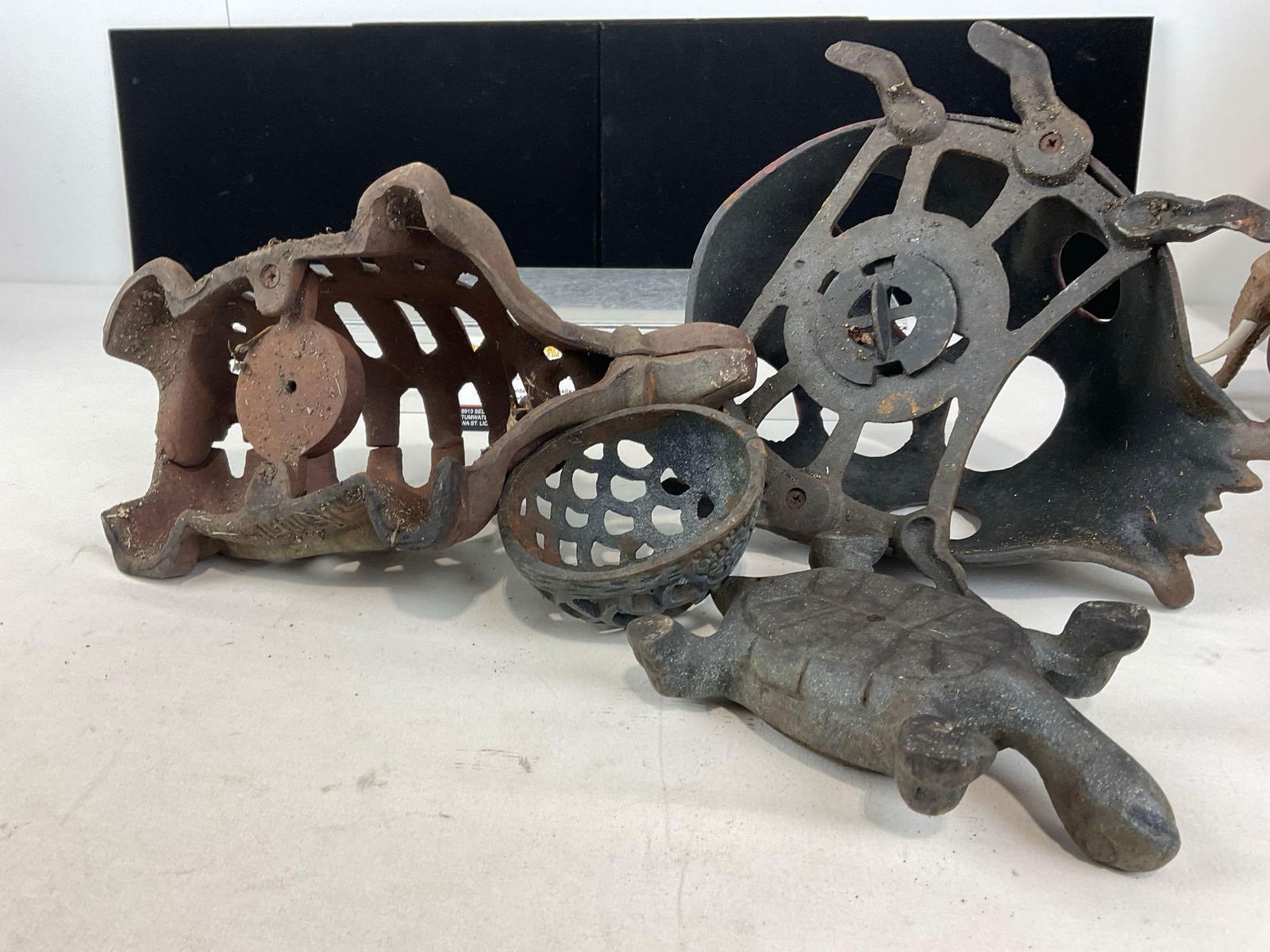 Pair of Cast Iron Turtles & Cast Iron Ladybug, approx 7h x 17w x 17d inches - 4