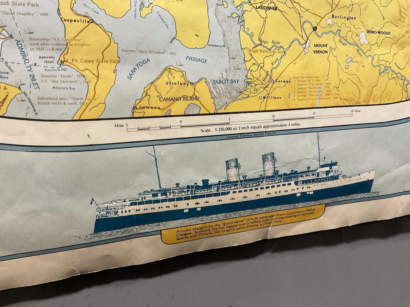 Map of the Inside Passage to Stuart Island, Strait of Georgia, 60 x 28 inches - 10