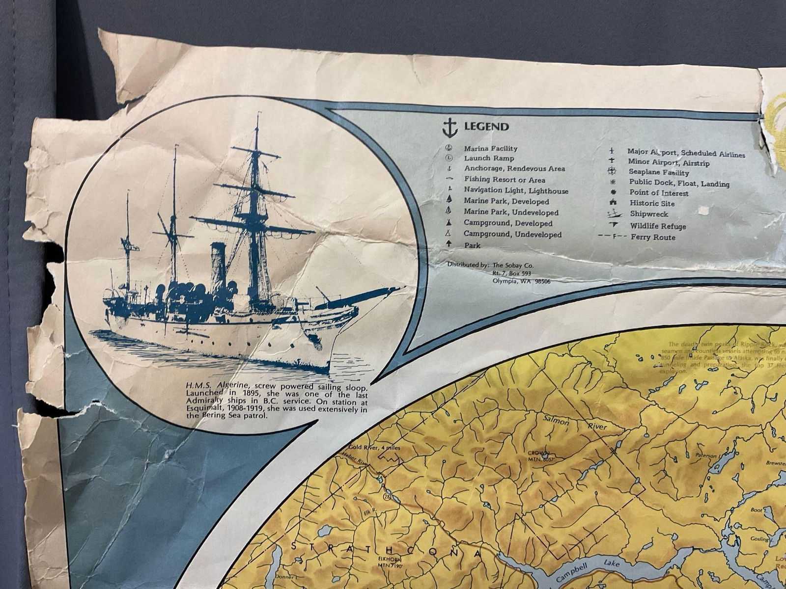 Map of the Inside Passage to Stuart Island, Strait of Georgia, 60 x 28 inches - 3