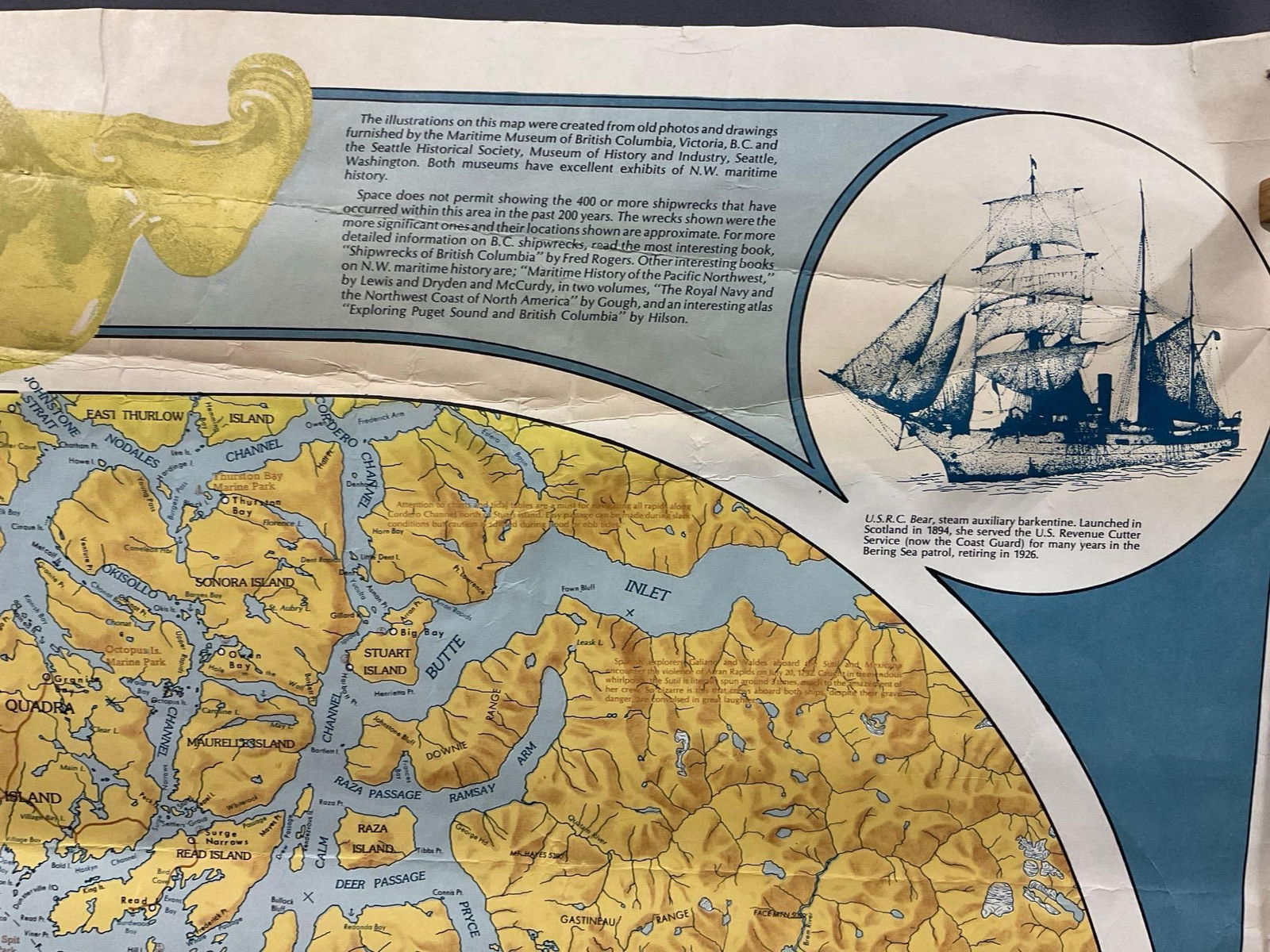 Map of the Inside Passage to Stuart Island, Strait of Georgia, 60 x 28 inches - 4