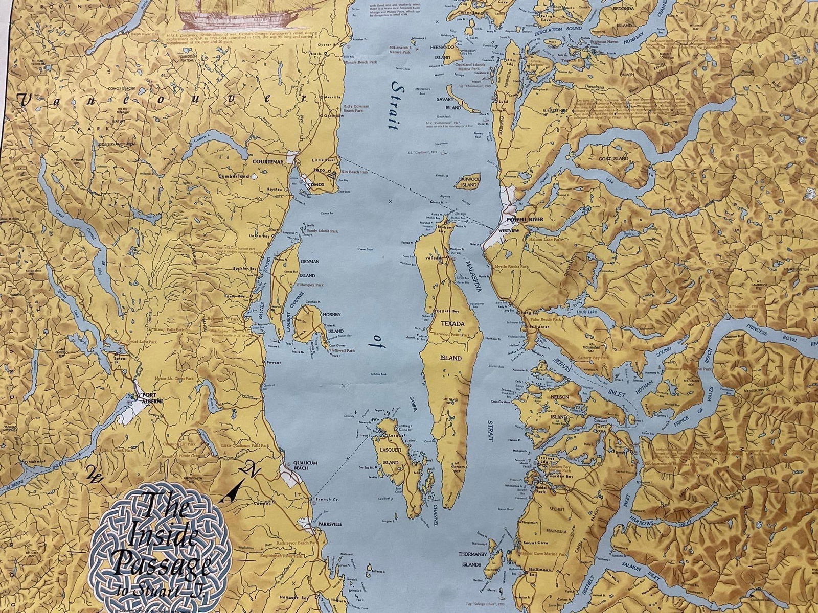 Map of the Inside Passage to Stuart Island, Strait of Georgia, 60 x 28 inches - 5