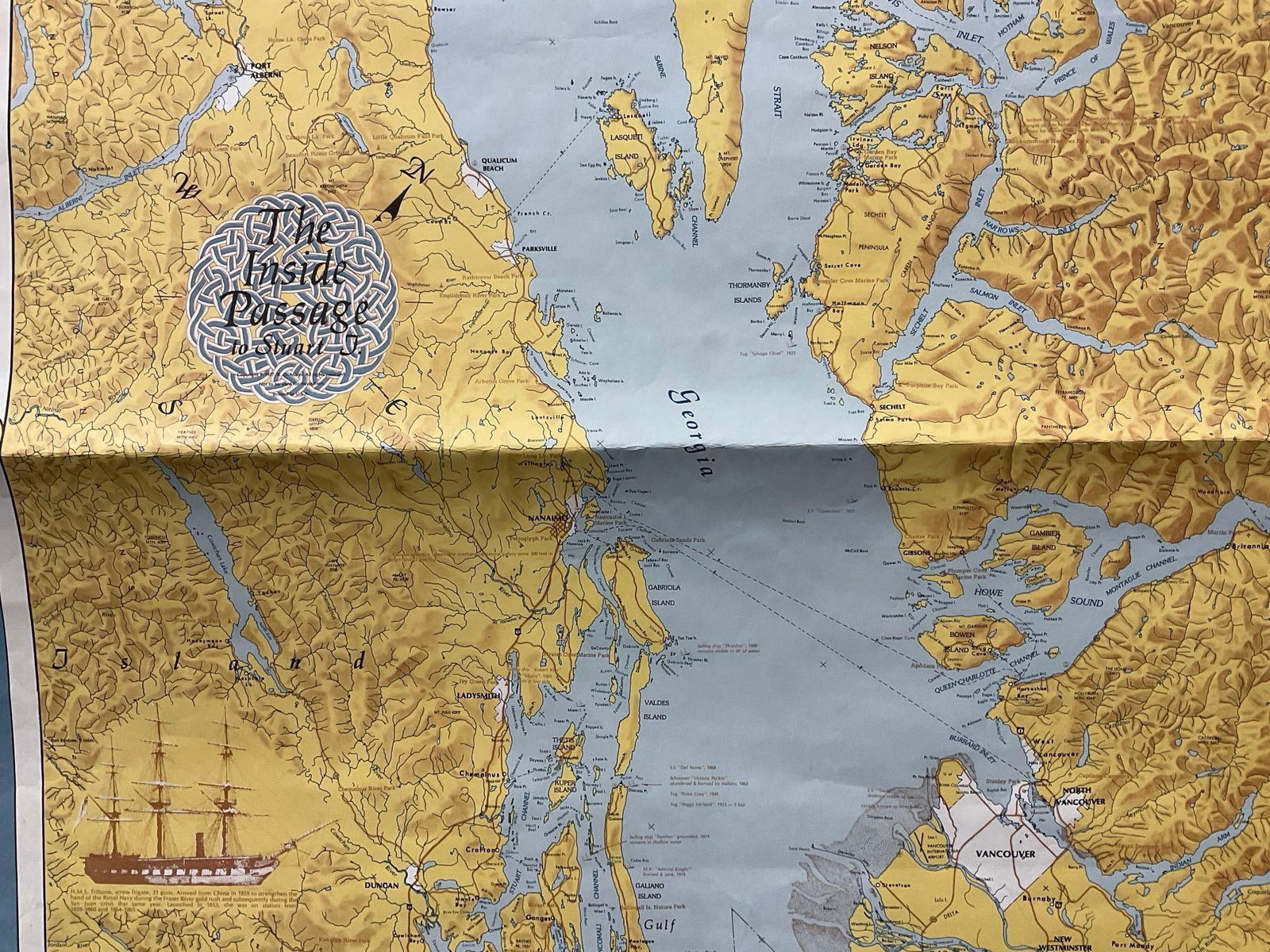 Map of the Inside Passage to Stuart Island, Strait of Georgia, 60 x 28 inches - 6