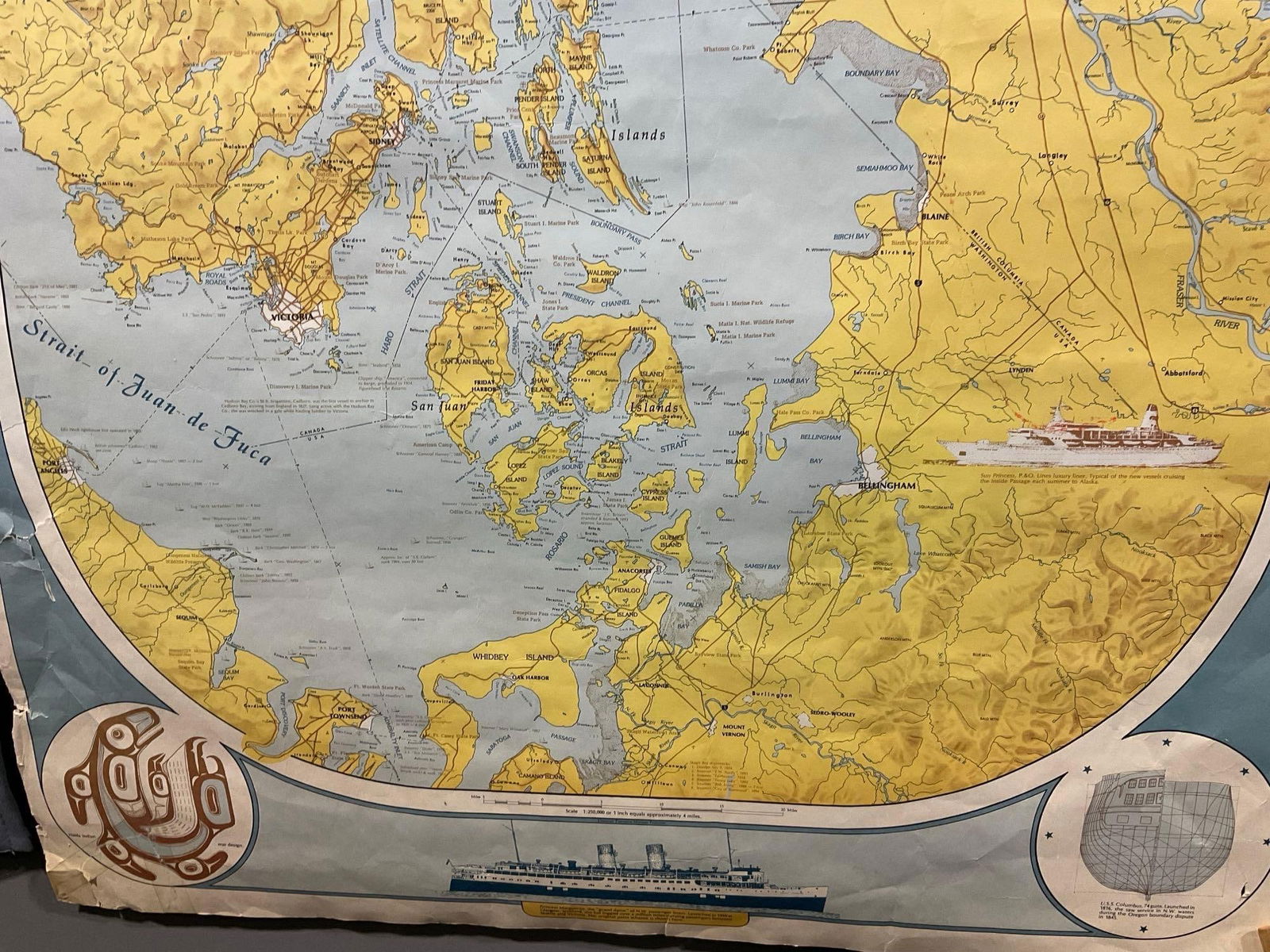 Map of the Inside Passage to Stuart Island, Strait of Georgia, 60 x 28 inches - 9