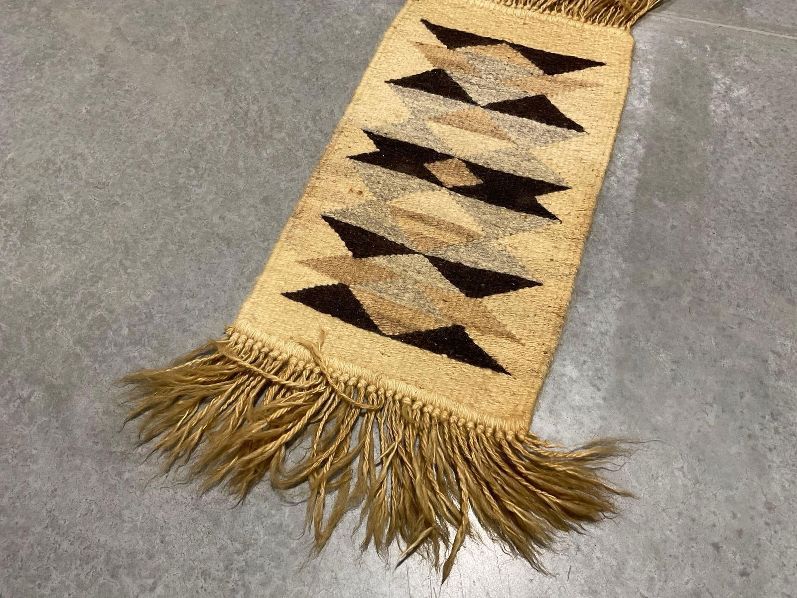 Native American Handmade Rug w/ fringe, approx 42h x 18w inches - 2