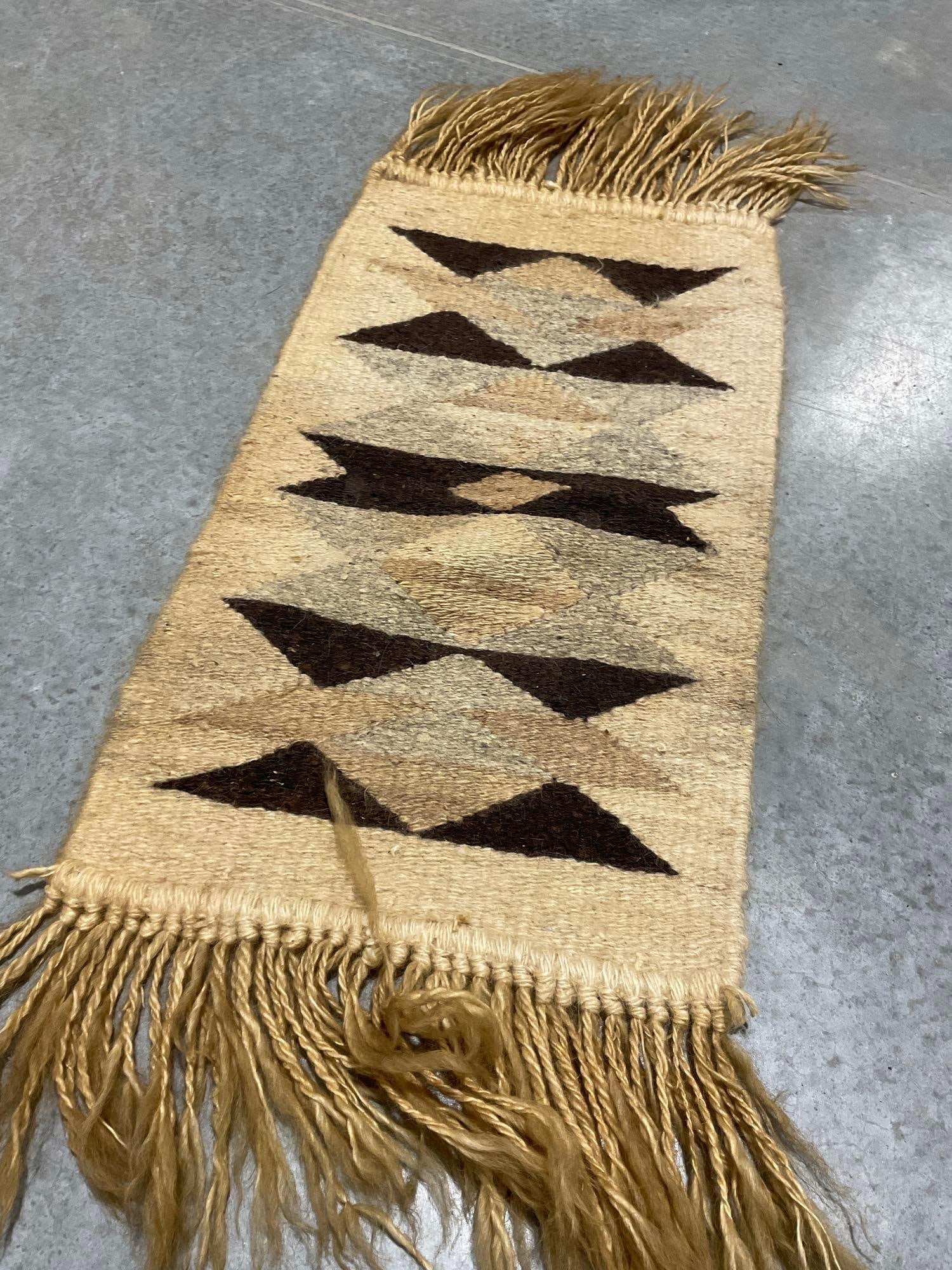 Native American Handmade Rug w/ fringe, approx 42h x 18w inches - 4
