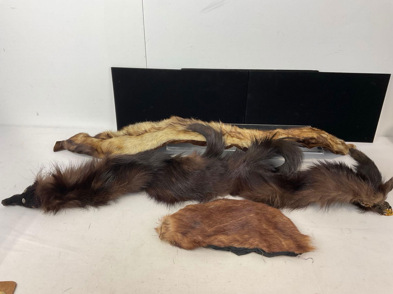 Few Fur pieces, Pale Mink Boa, 3 piece Whole Pelt Fur Scarf & Beaver(?) Pelt (1 of 5)