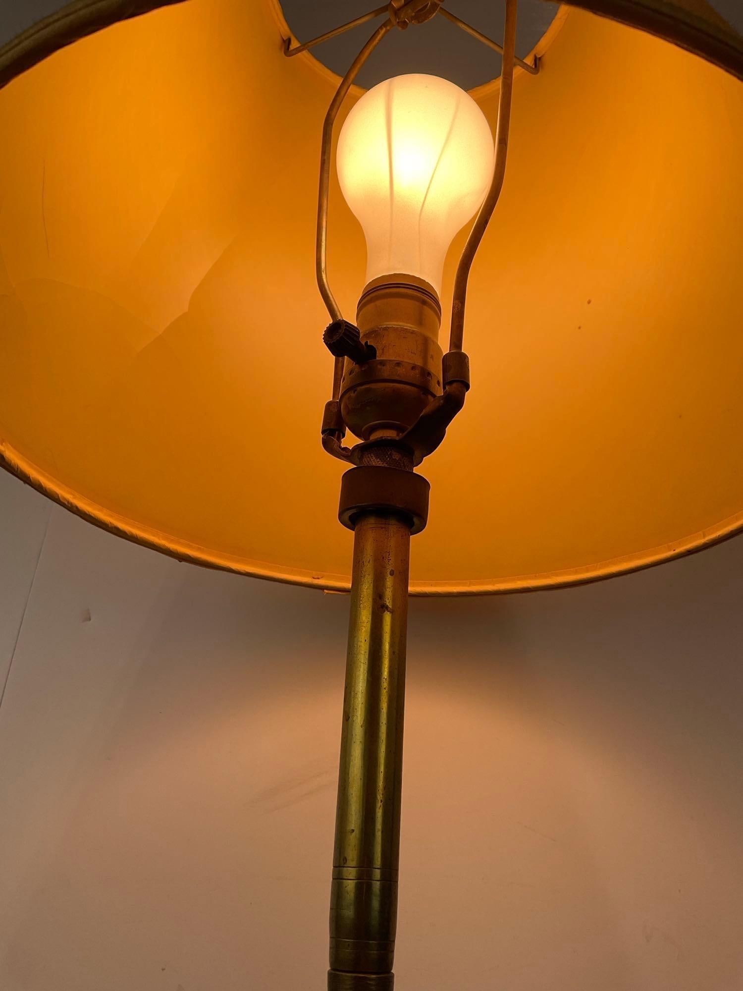 Vintage 1960s Frederick Cooper Style Brass Bugle Lamp, 30h x 12w x 12d inches, tested & working - 3