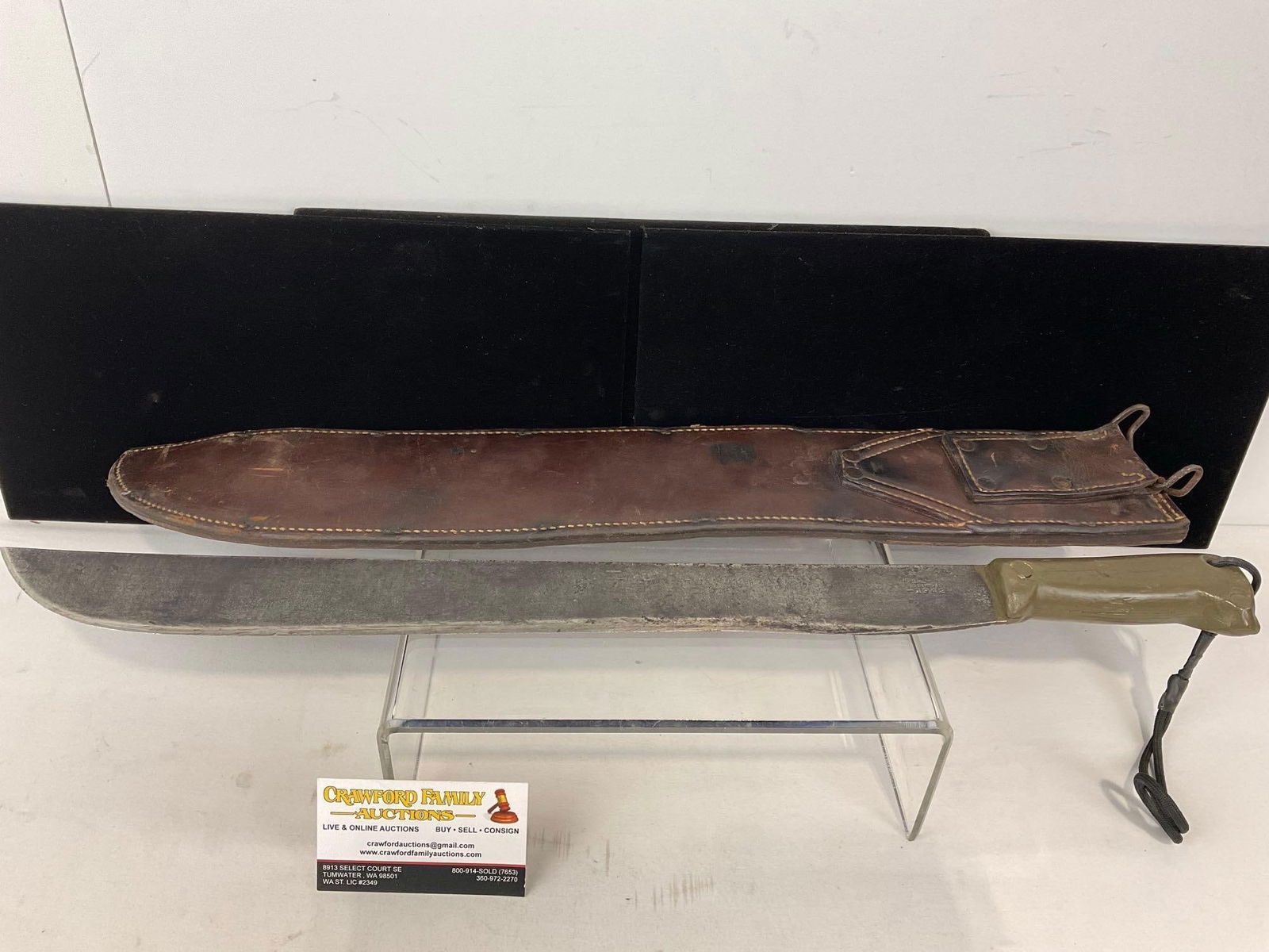 Vintage World War 2 Era, True Temper TT-18 1942 Machete w/ Sheath, 28h x 5w x 3d inches (1 of 5)