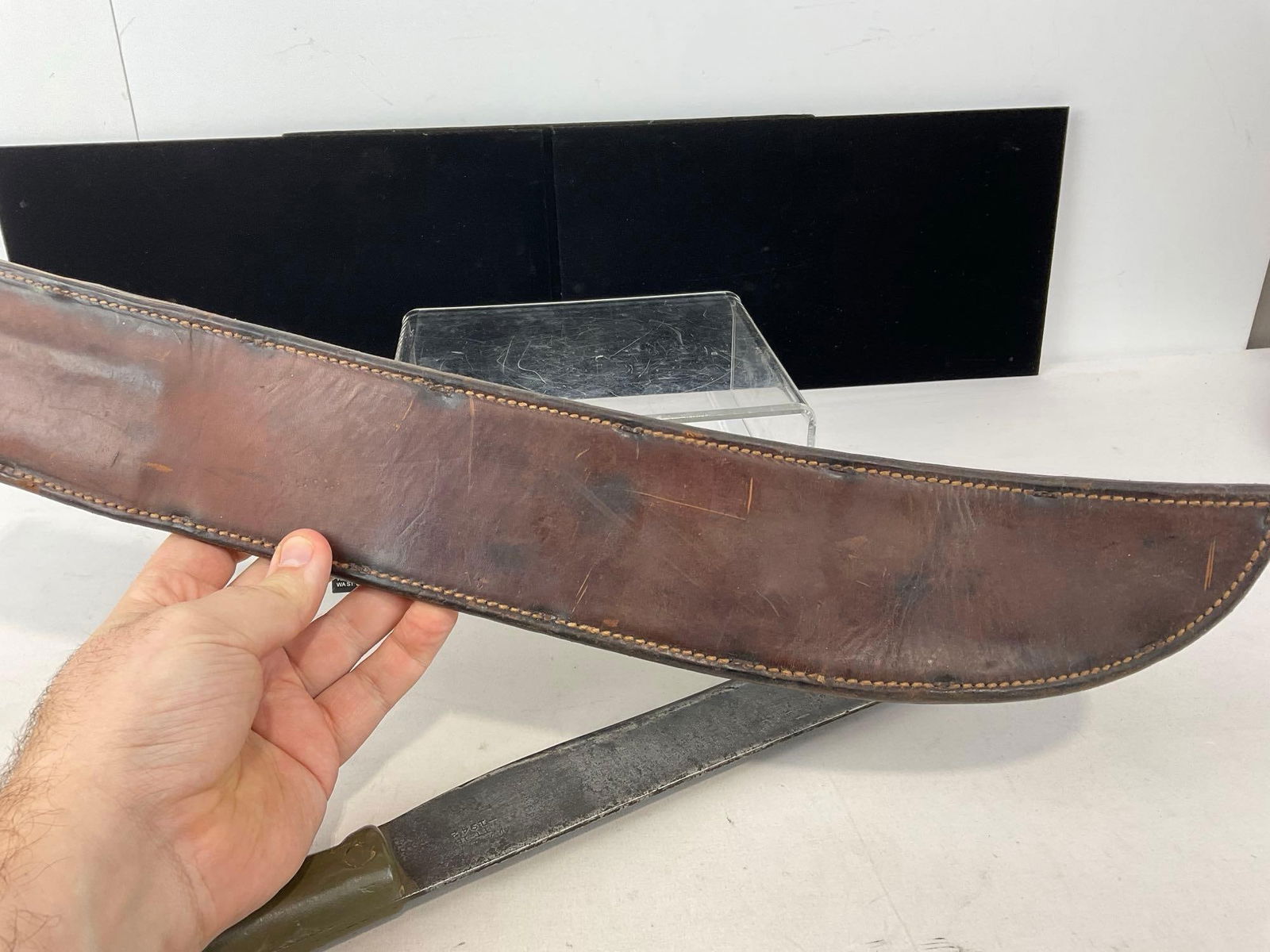 Vintage World War 2 Era, True Temper TT-18 1942 Machete w/ Sheath, 28h x 5w x 3d inches - 5