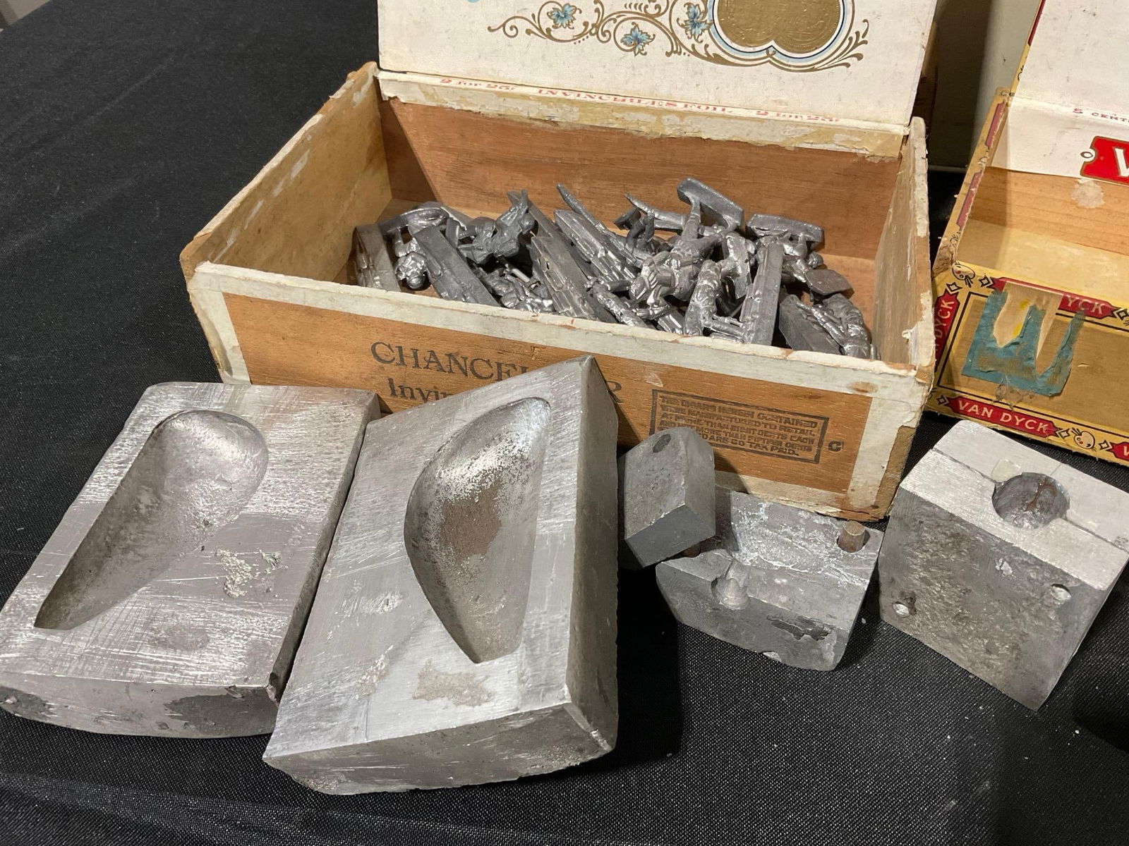 Vintage Toy Molds, Lead Molds, & more, in Savory Metal Container, 10 x 14 x 11 inches - 2