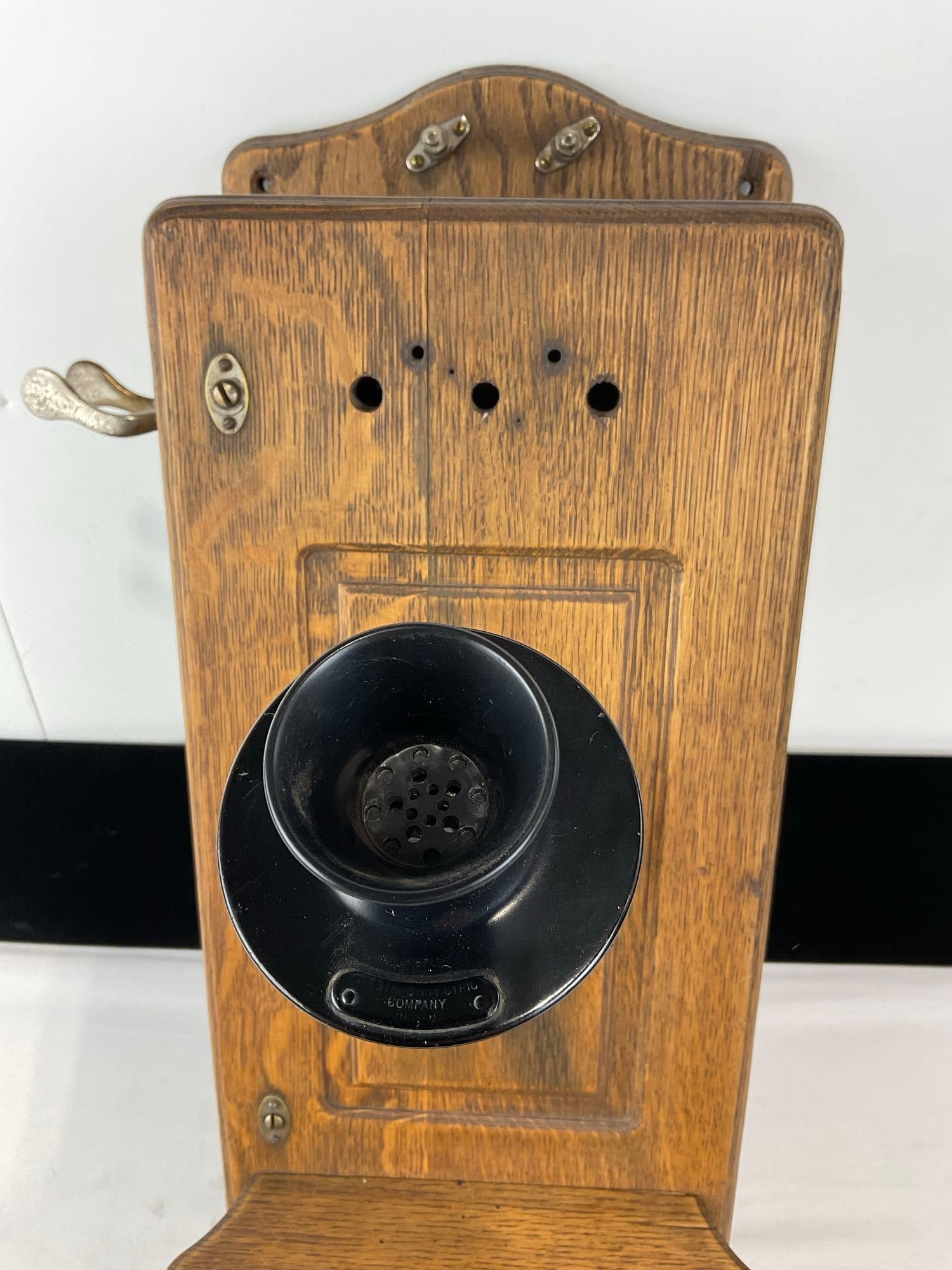 Vintage Western Electric Wall Phone, missing pieces, Lovely Wooden Case, 24h x 12w x 14d inches - 2