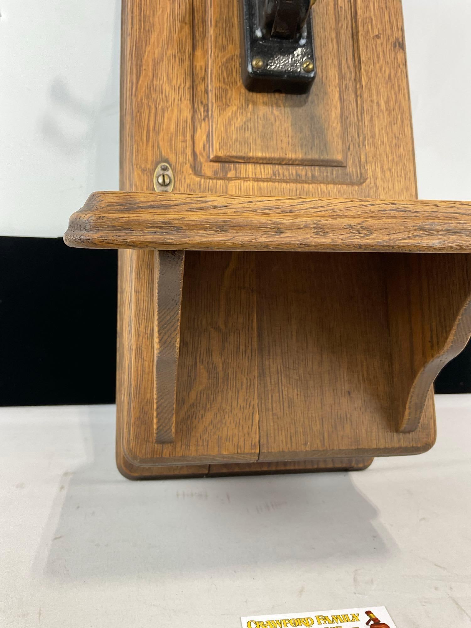 Vintage Western Electric Wall Phone, missing pieces, Lovely Wooden Case, 24h x 12w x 14d inches - 4