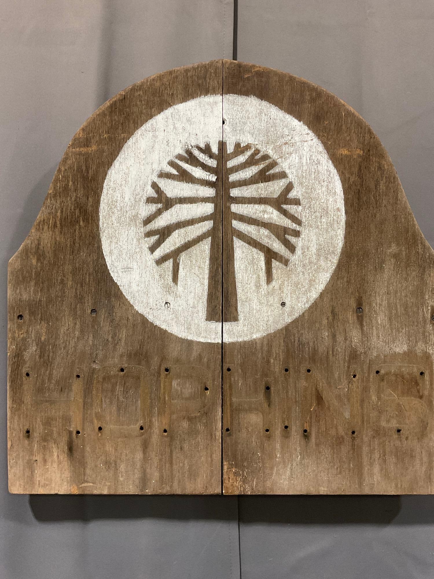 Large Wooden Sign, White Outline of a Tree Sigil, 26h x 26w x 4d inches (1 of 4)