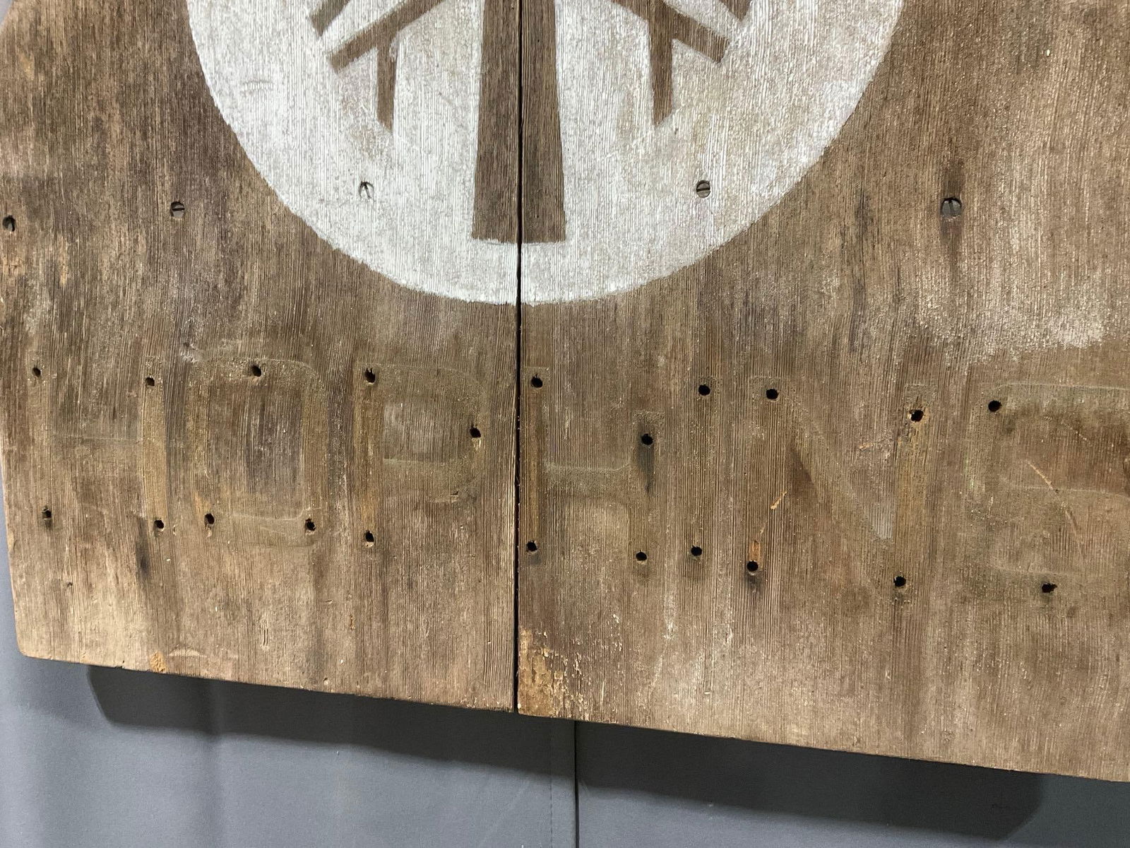 Large Wooden Sign, White Outline of a Tree Sigil, 26h x 26w x 4d inches - 2