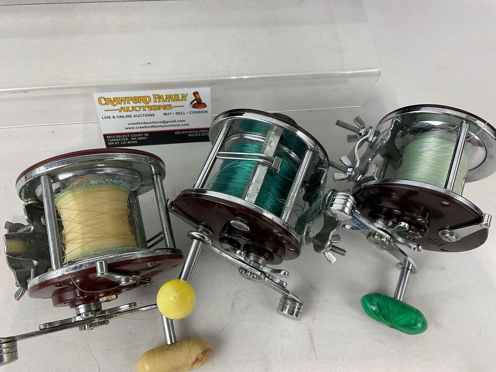 Set of 3 Penn Peer no 309 Fishing Reels, 7h x 9w x 6d inches - 6