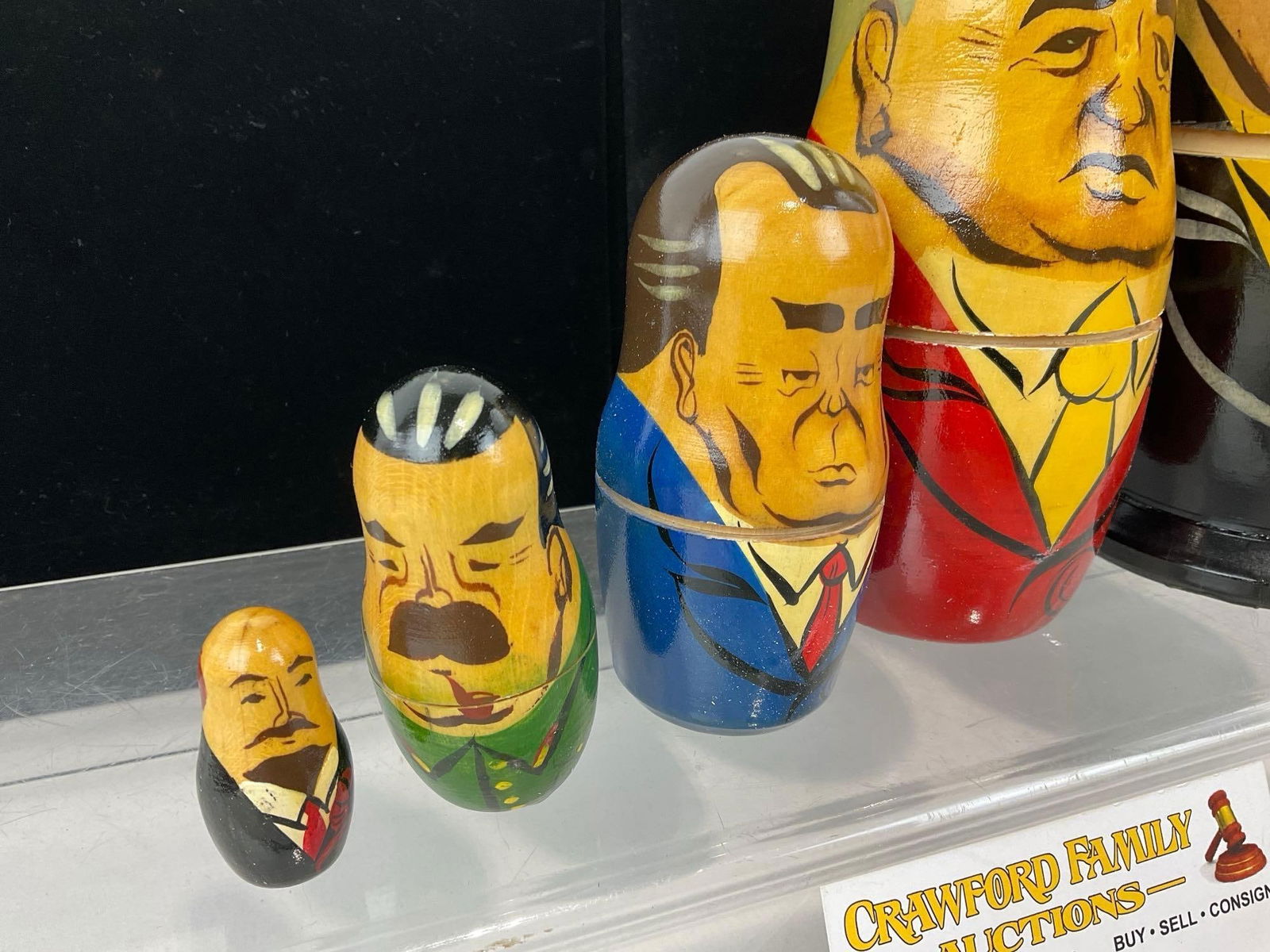 Vintage Soviet/Russian Leaders Nesting Dolls, Matryoshka Dolls, Handpainted Wooden Doll, 9h x 5w in - 2