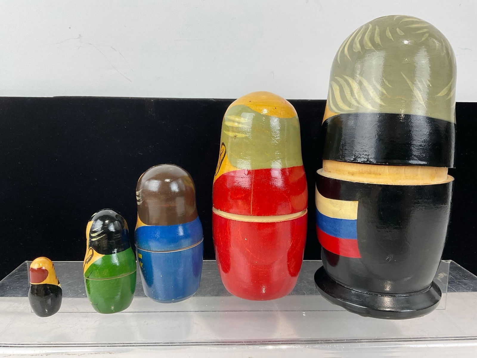 Vintage Soviet/Russian Leaders Nesting Dolls, Matryoshka Dolls, Handpainted Wooden Doll, 9h x 5w in - 3
