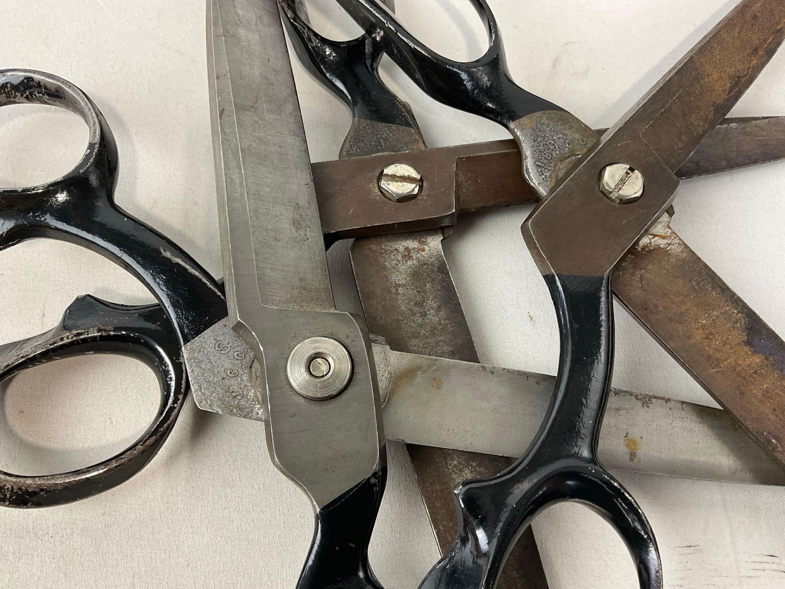 Set of 3 Antique Shears/Scissors, Wiss inlaid 22W, 12h x 5w x 4d inches - 6