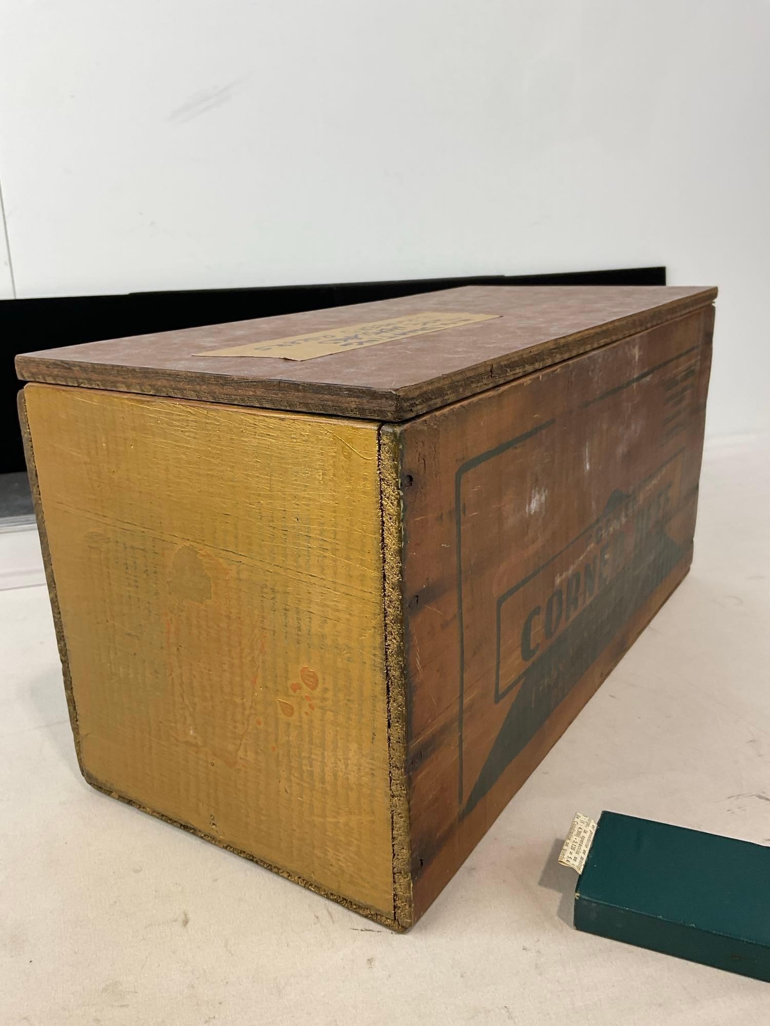 Assorted Drafting, Mechanical Drawing Tools, Rulers, Measuring Tapes, in Vintage Corned Beef Crate - 9