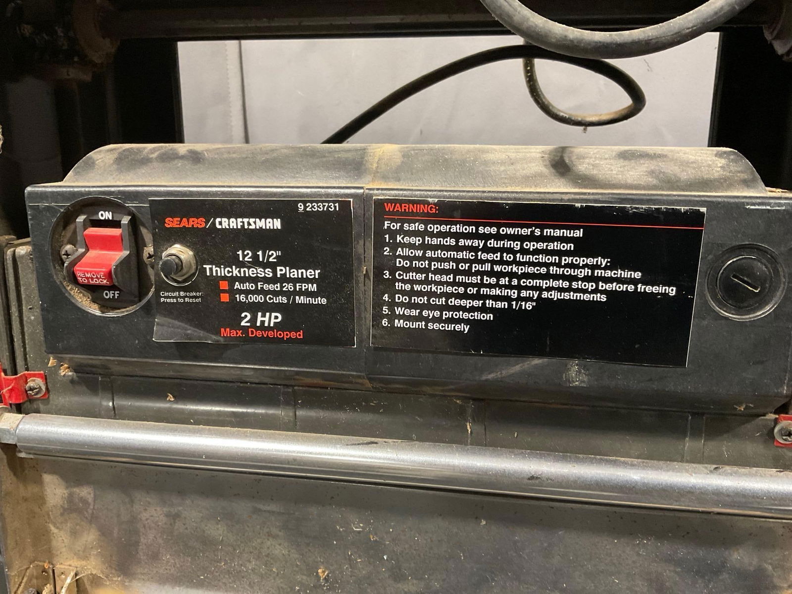 Sears Craftsman 12 1/2 Thickness Planer 2 HP, model 351.233731, approx 19h x 23w x 11d inches - 2