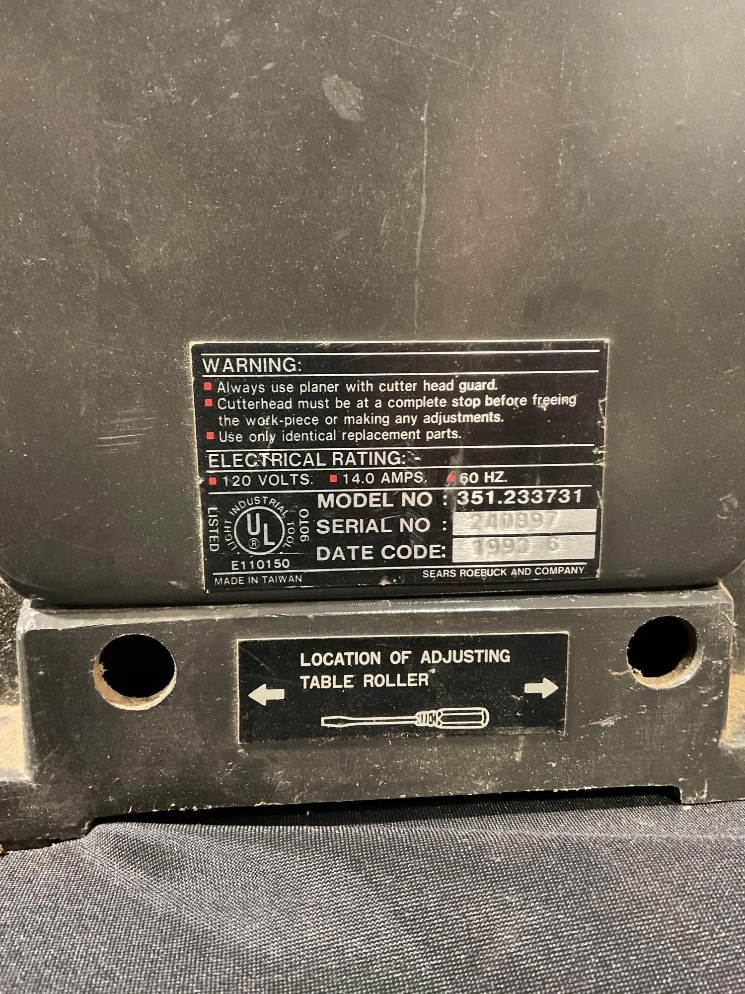 Sears Craftsman 12 1/2 Thickness Planer 2 HP, model 351.233731, approx 19h x 23w x 11d inches - 4