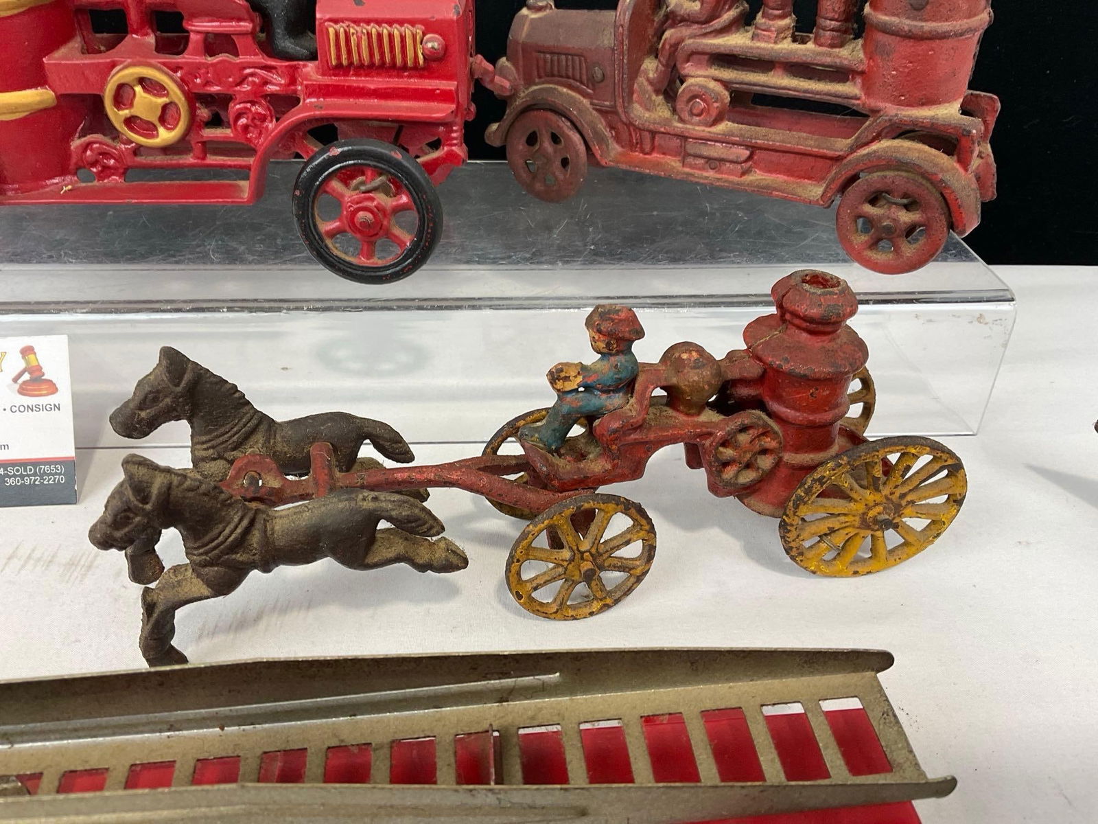 Cast Iron Firefighters Fire Truck, Horse Drawn Carriage, Fire Axe Hatchet, Diecast Truck - 5