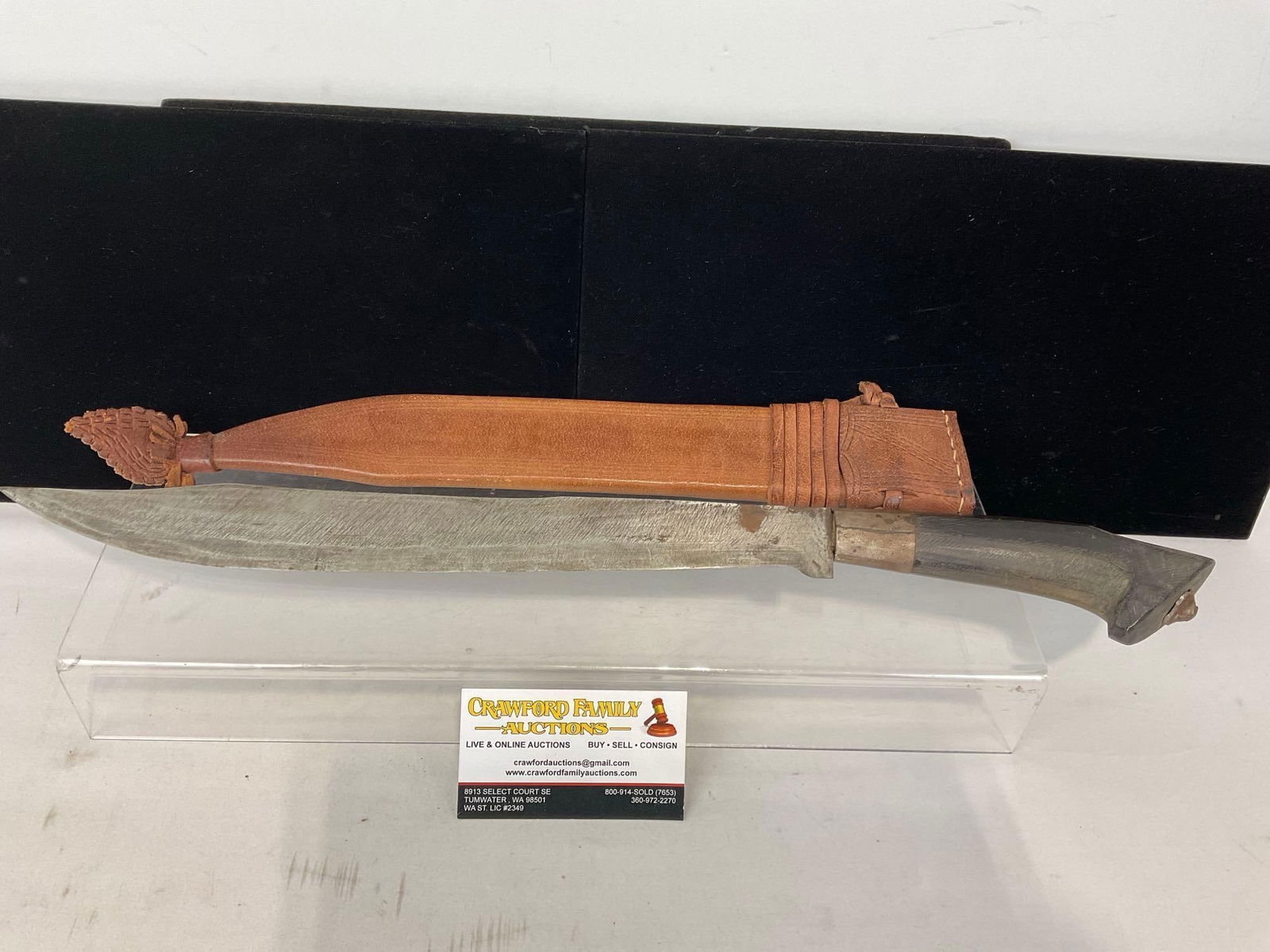 Knife w/ Primitive Chopping Blade, Leather Handmade Sheath, approx 12 inch blade (1 of 6)