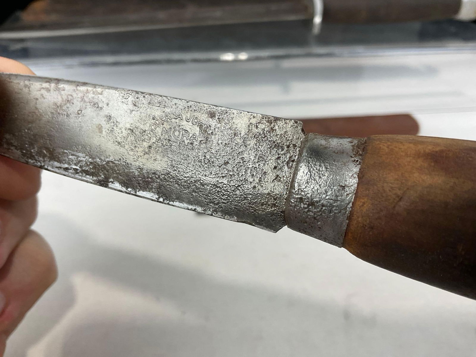 Pair of Primitive Knives, Morakniv Paring Knife & Leather Handle Combat Knife, 13 inch blade - 3