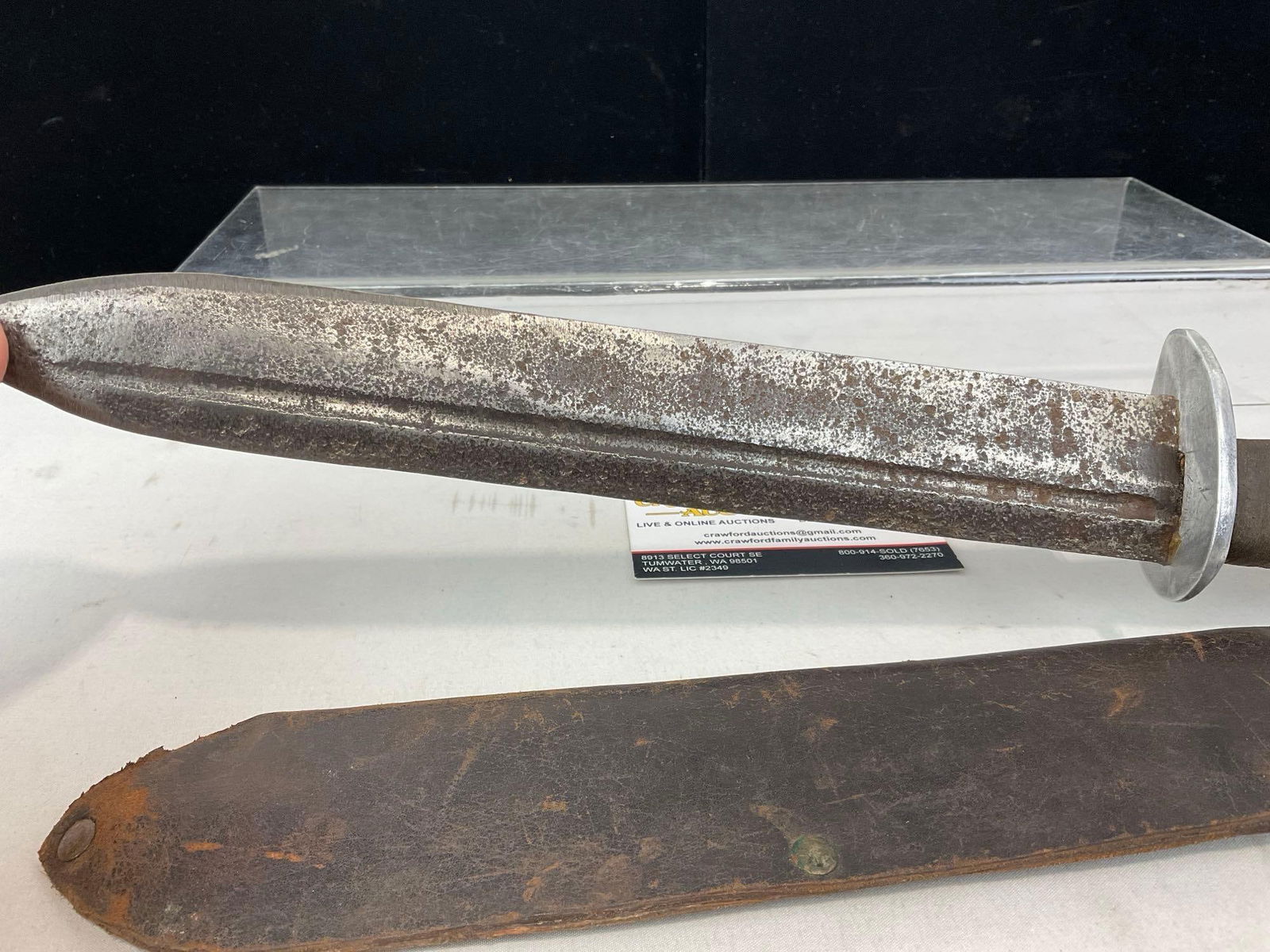 Pair of Primitive Knives, Morakniv Paring Knife & Leather Handle Combat Knife, 13 inch blade - 5