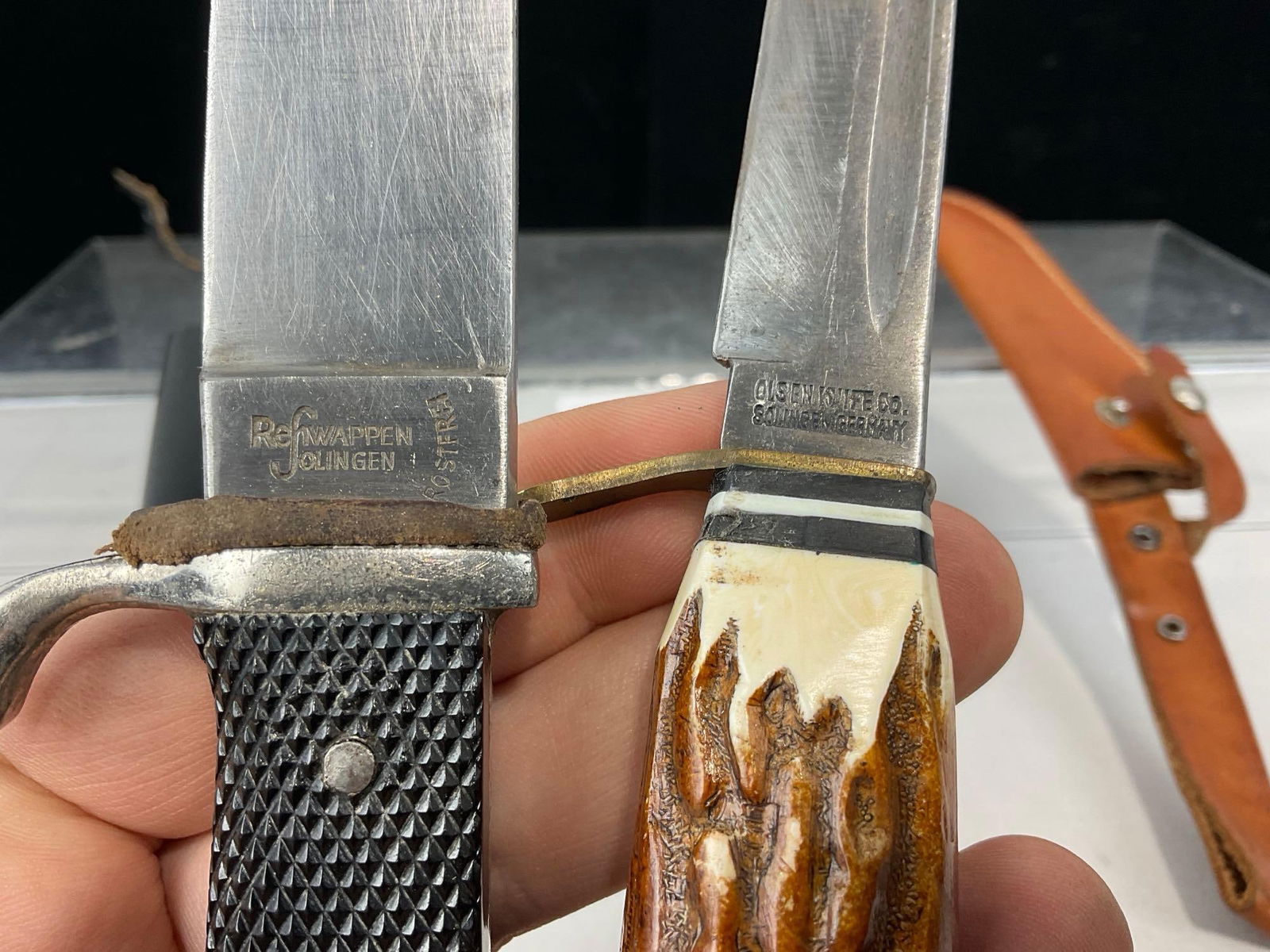 Pair of Rehwappen & Olsen White German Knives w/sheaths, 10h x 5w x 3d inches - 2