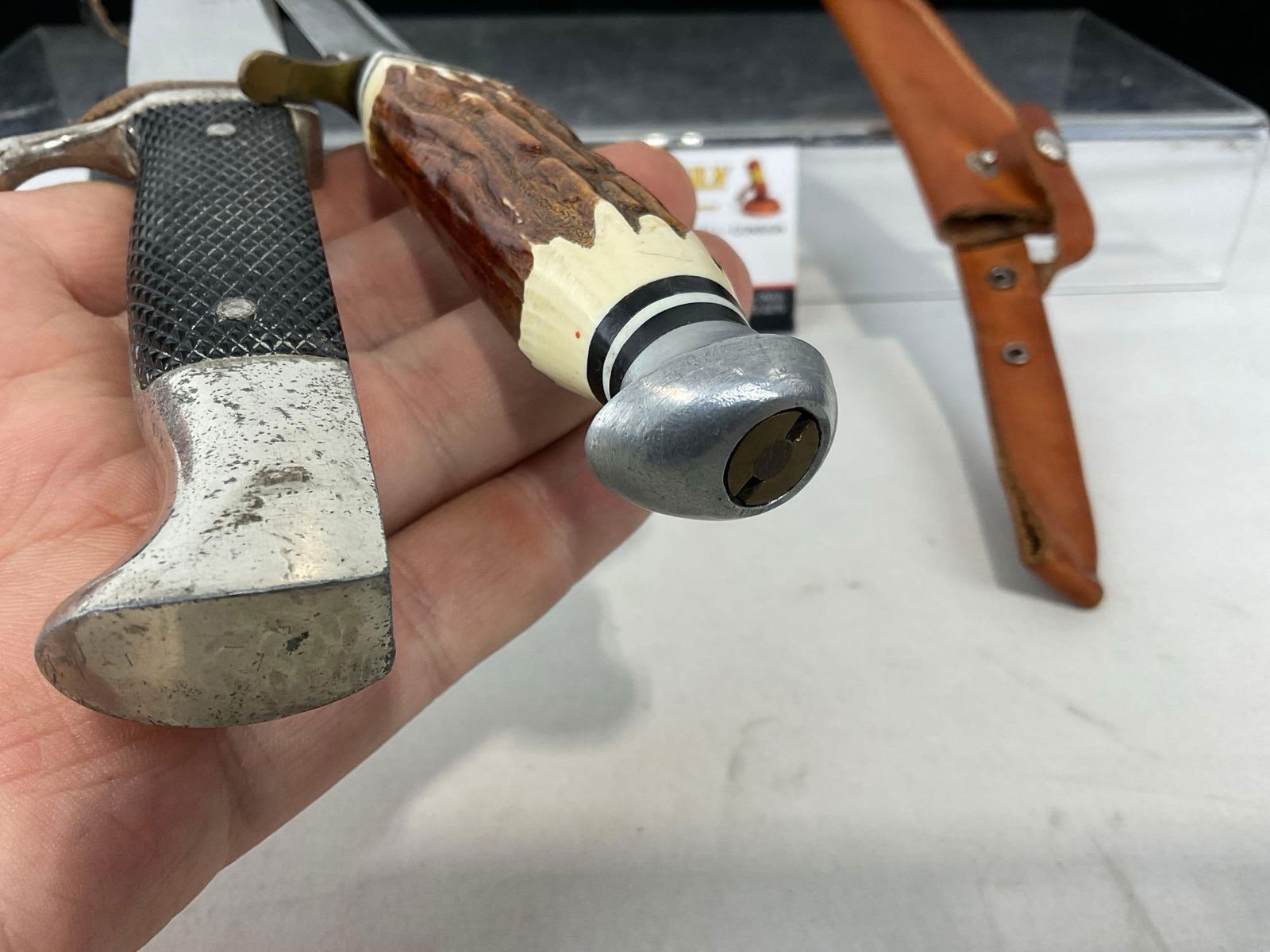 Pair of Rehwappen & Olsen White German Knives w/sheaths, 10h x 5w x 3d inches - 3