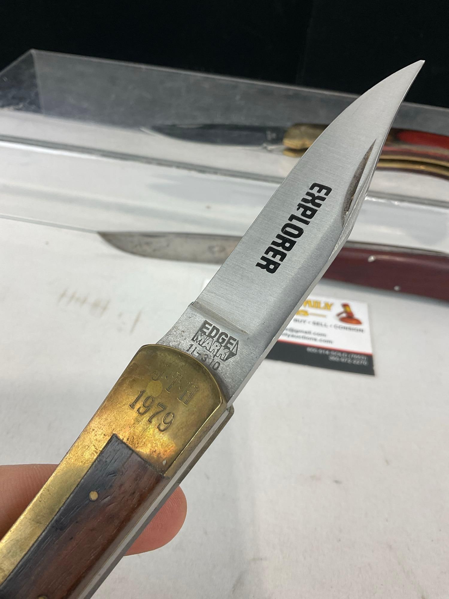 3 Folding Knives, Edgemark Explorer, & pair of Replicas, Kershaw & Ka-Bar style - 3