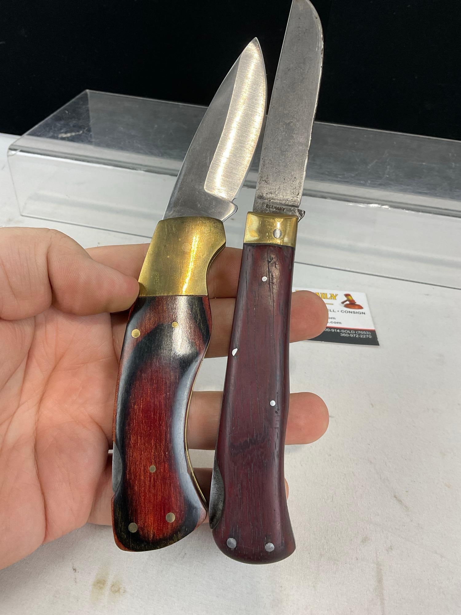 3 Folding Knives, Edgemark Explorer, & pair of Replicas, Kershaw & Ka-Bar style - 5