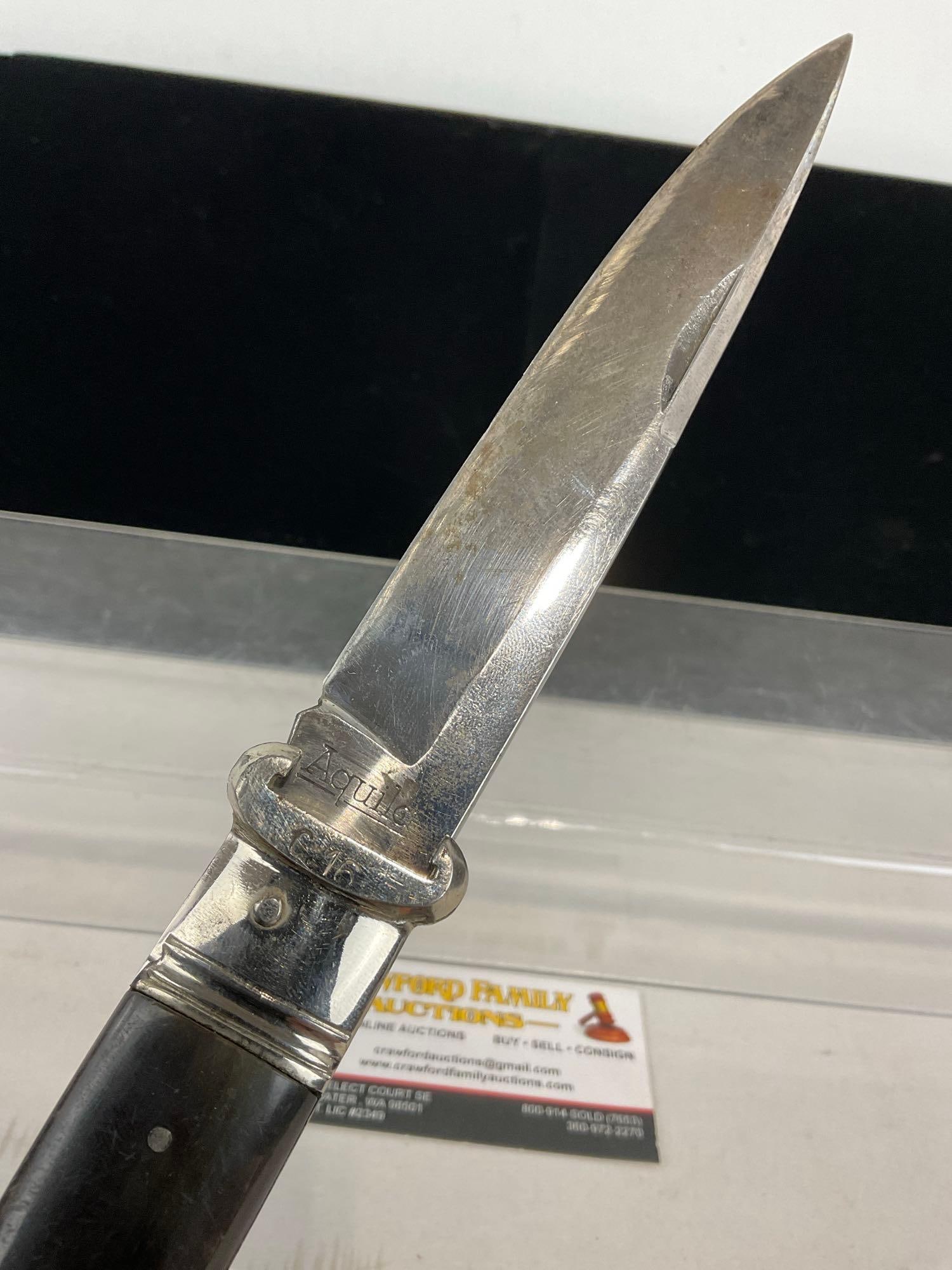 3 Folding Knives, Stiletto & M.Klein & Sons, & Large Aquila piece, w/ Shot Shell Extractor fins - 3