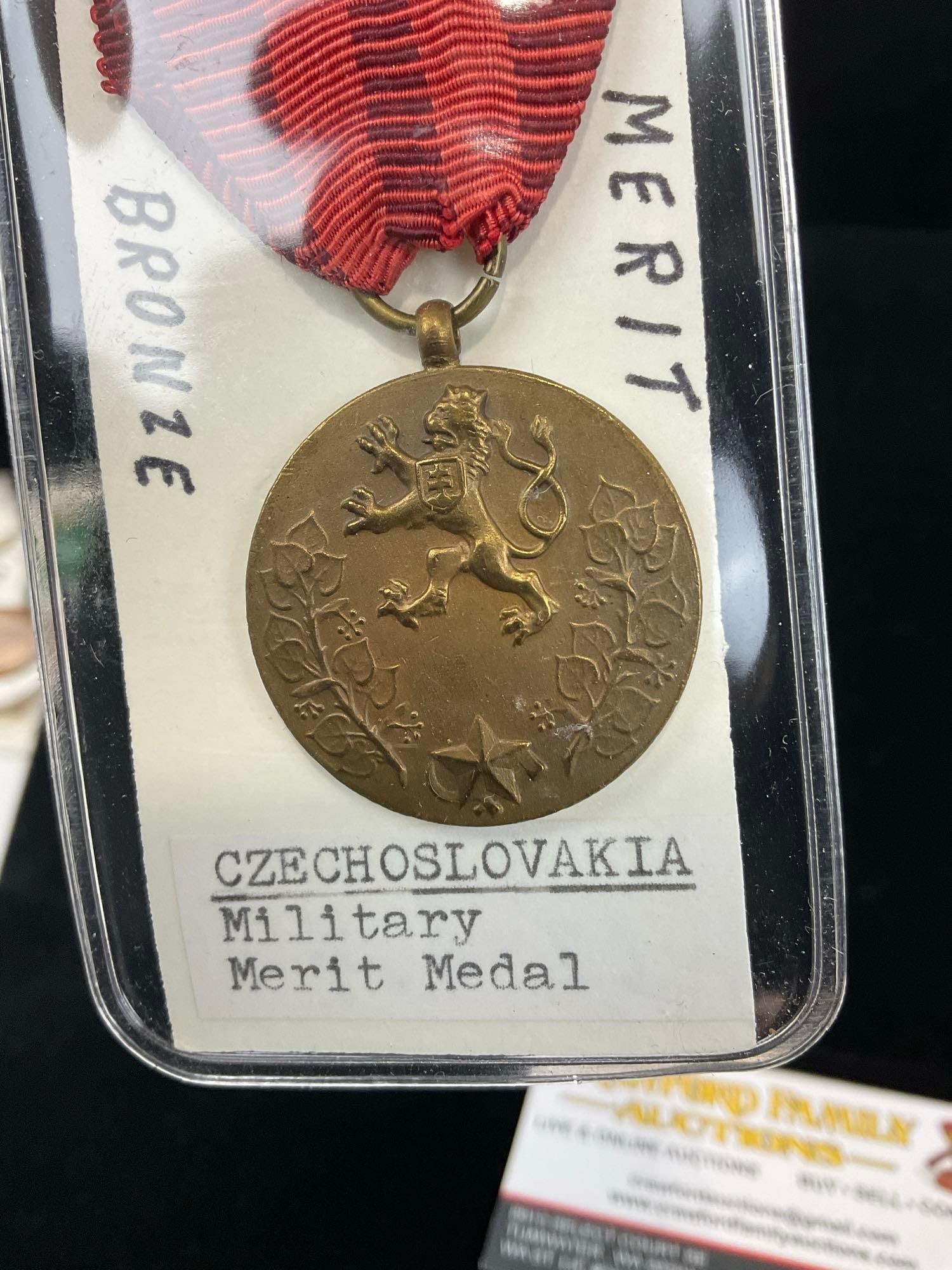 3 Czechoslovakian Medals, 2 WW1 Cross for Volunteers & Military Merit Medal - 4