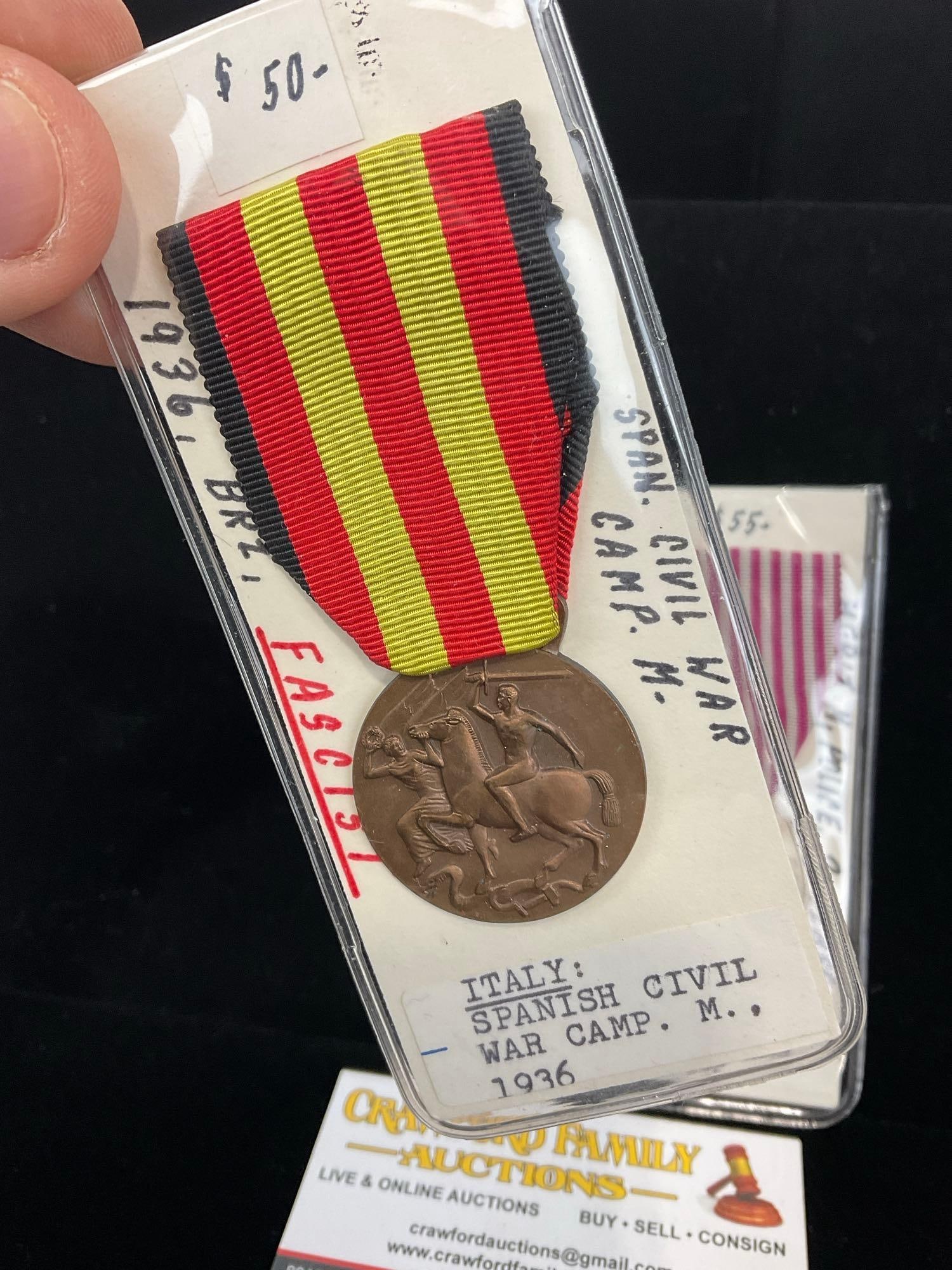 Pair of Italian Medals, Spanish Civil War Camp 1936 & Police Merit Second Class, 1990s - 2