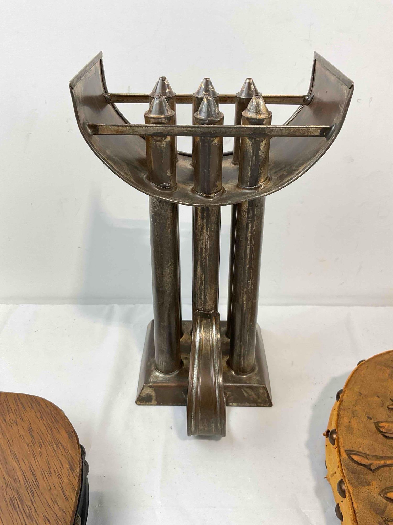 3 pcs Vintage Collectible Assortment, 2x Bellows & 1x Pewter Candle Mold. Very Good Condition. - 4