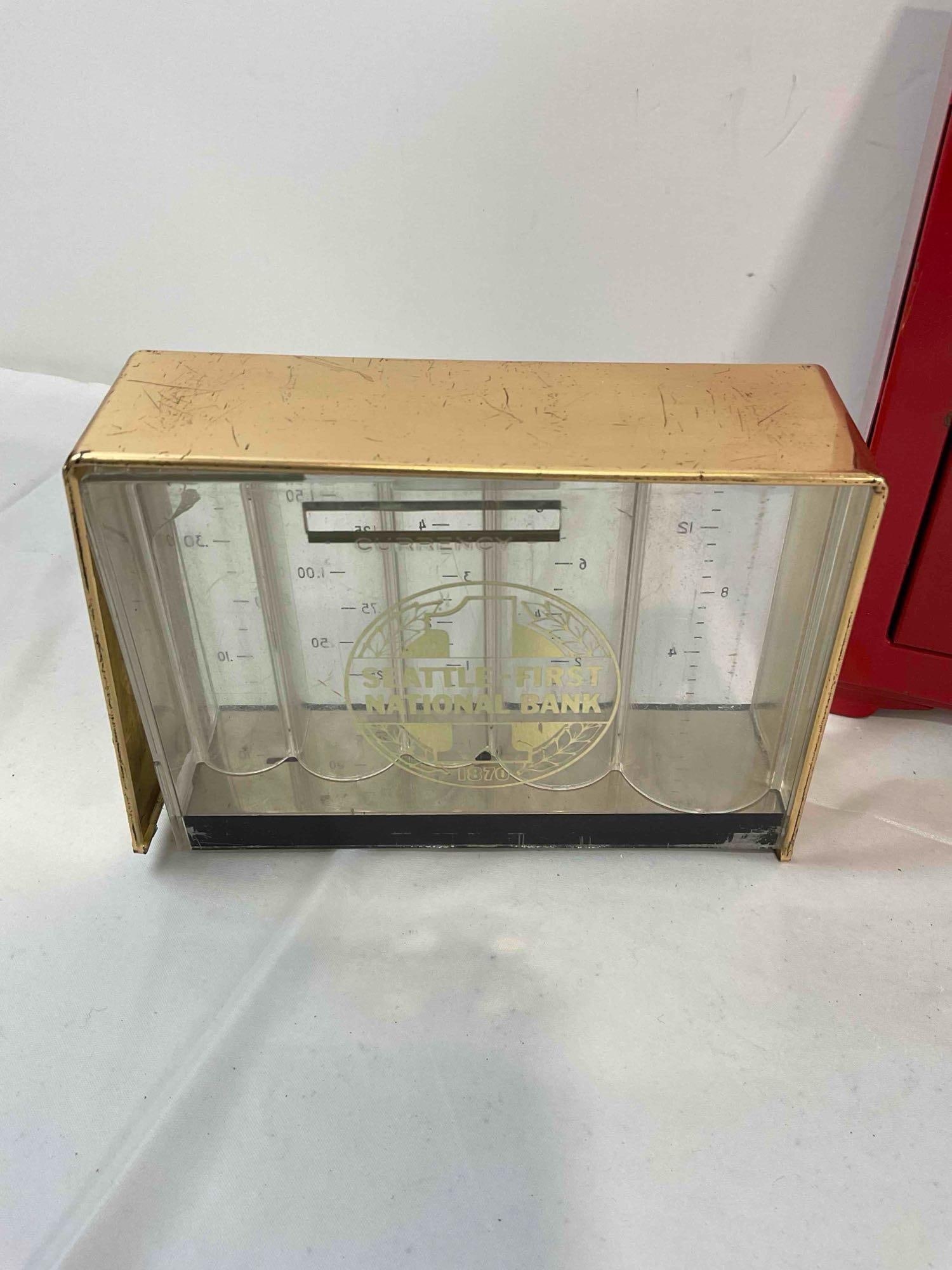 6 pcs Vintage Coin Bank Collection, incl. 3x Seattle First National Banks & More! Good Cond. - 2
