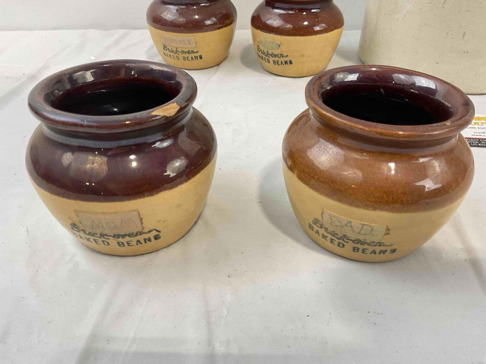 7 pcs Vintage Brown Crockery Collection, incl. 4x Brick Oven Baked Bean Jars & 1x Jug. See pics. - 2