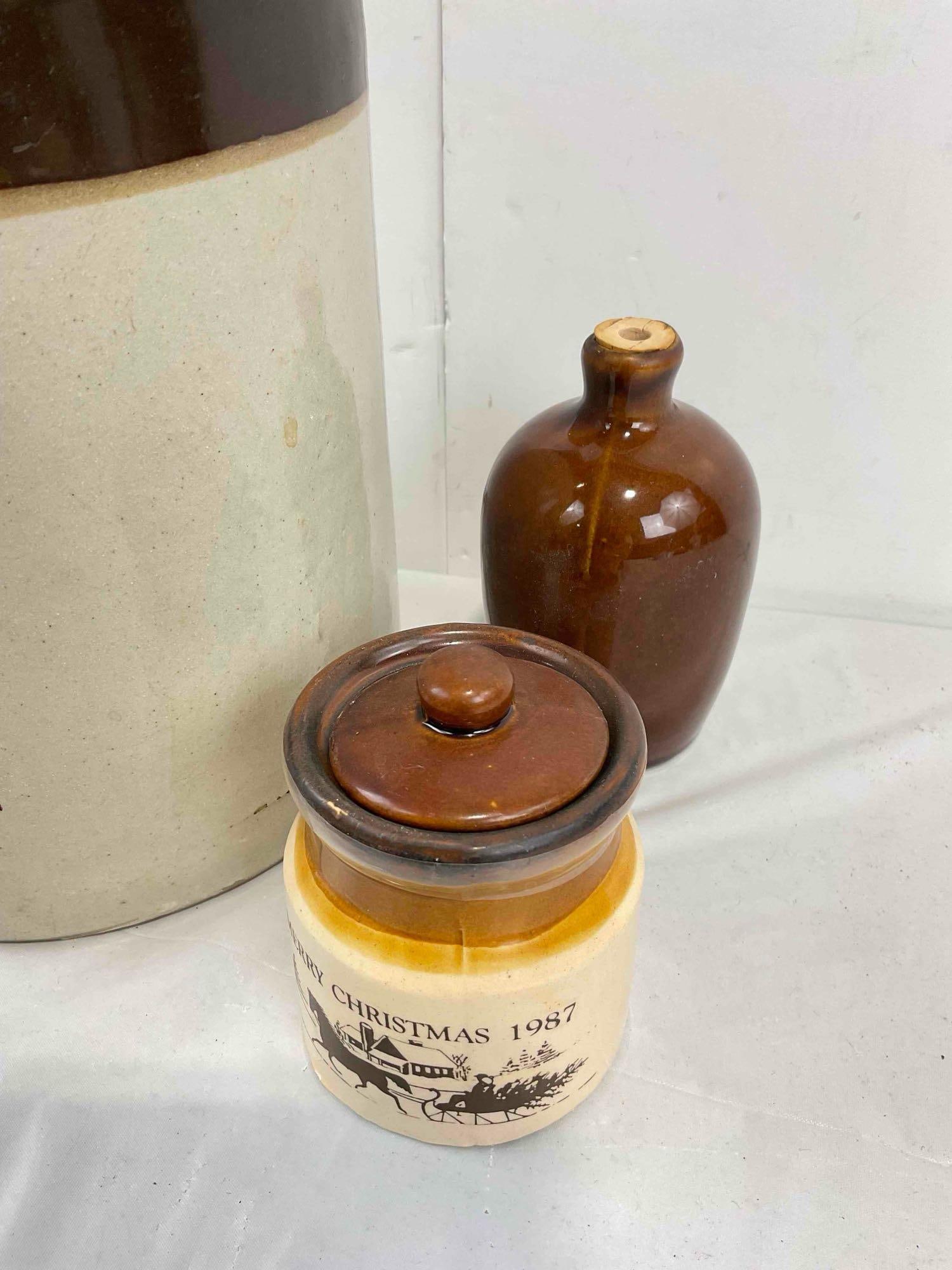 7 pcs Vintage Brown Crockery Collection, incl. 4x Brick Oven Baked Bean Jars & 1x Jug. See pics. - 5