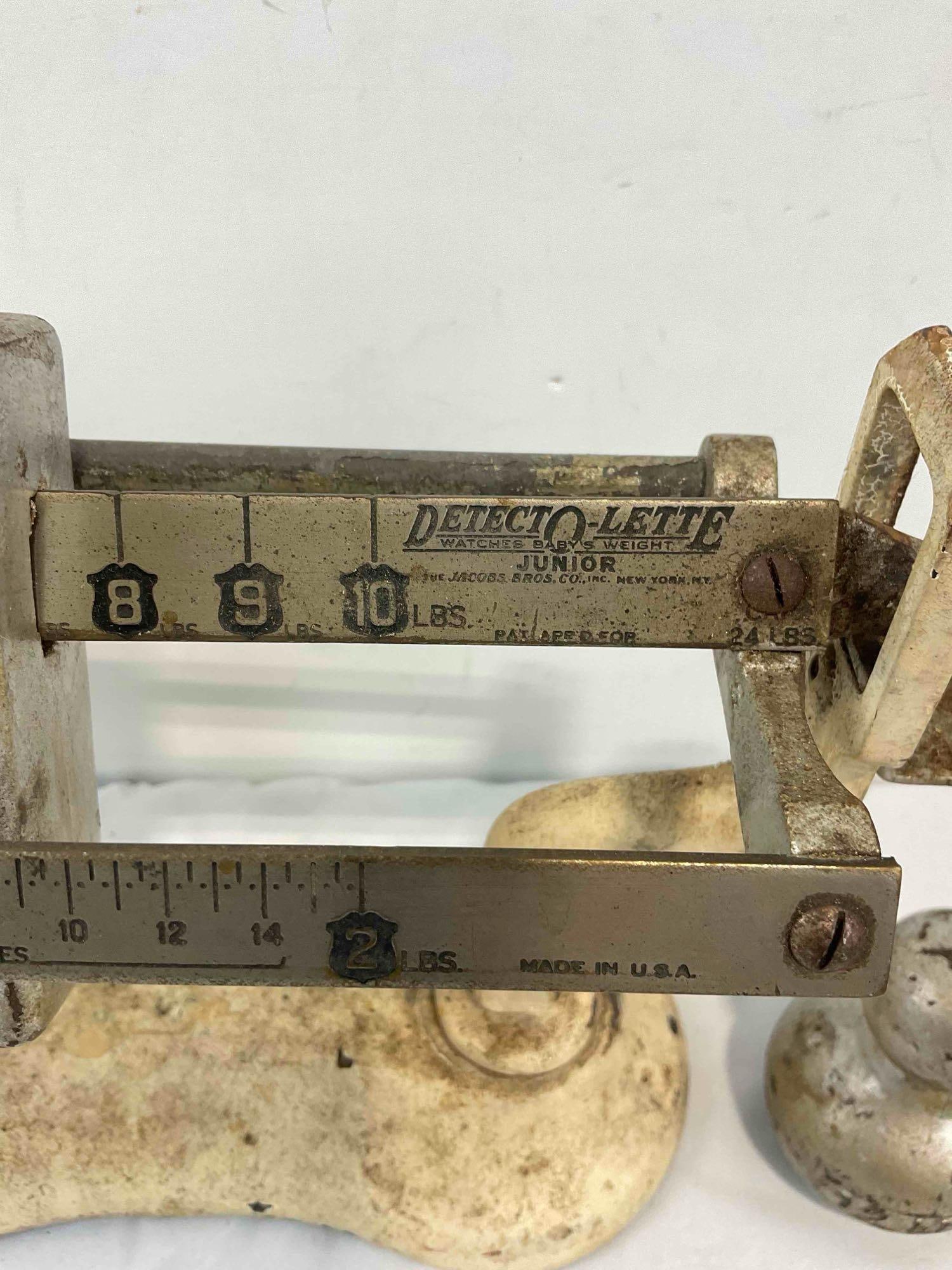 2 pcs Vintage Metal Scales, incl. Detecto-Lette Baby Scale & Cast Iron Balance Scale. See pics. - 7