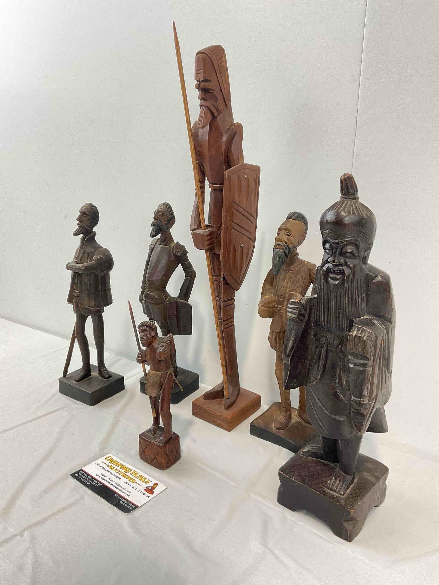 6 pcs Vintage Carved Wood Figure Souvenir Collection. Very Good Condition. See pics. - 2