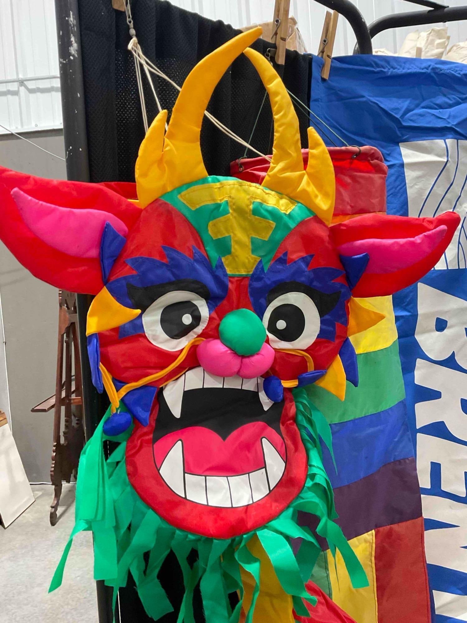 6 pcs Fun Colorful Nylon Flags/Banners/Wind Socks/Porch Decor, incl. Rainbow & Dragon! - 2