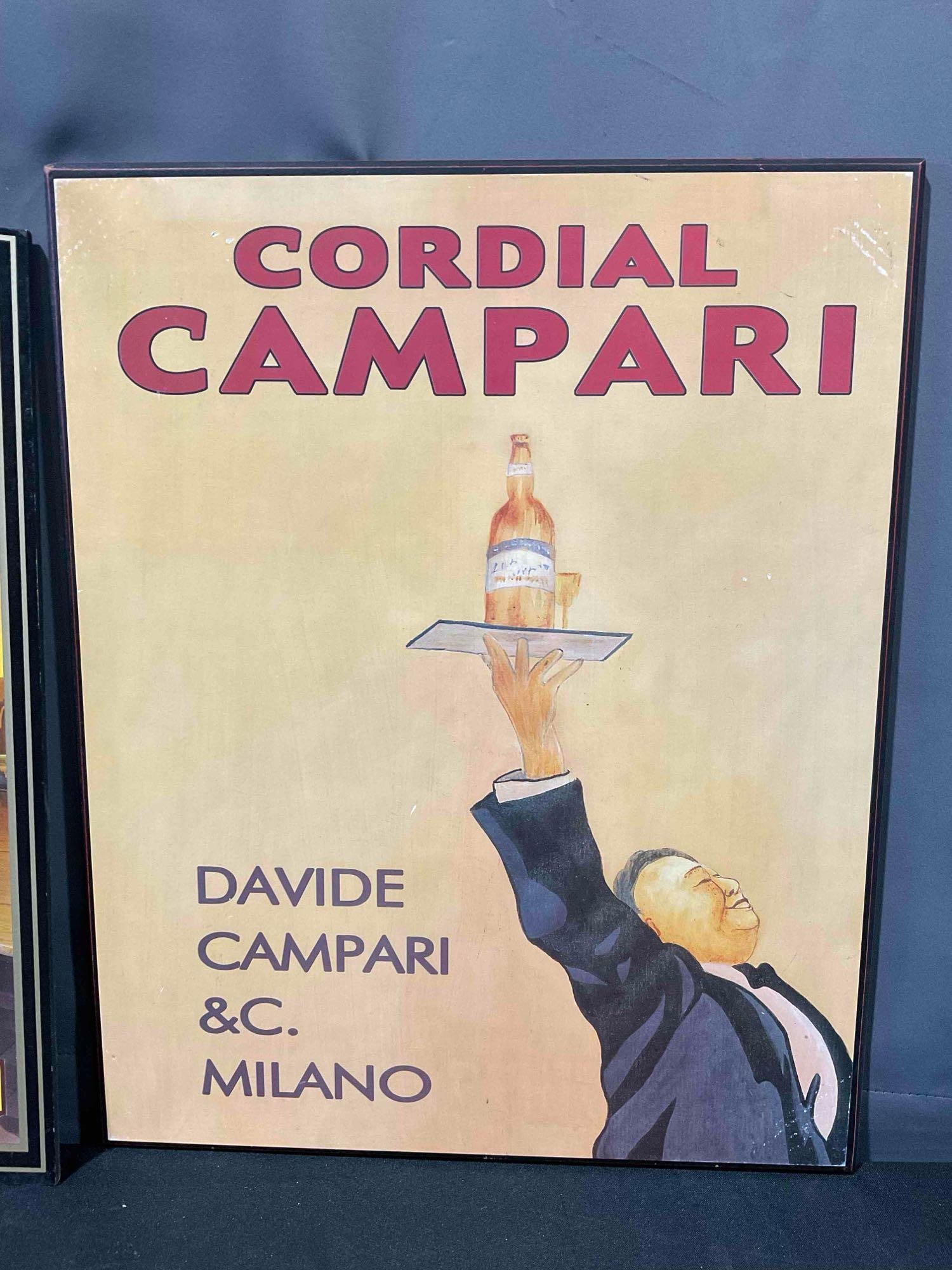 2 pcs Vintage Liquor Advertisement Wood Signs, incl. Pub World The London Tavern & Campari. - 3