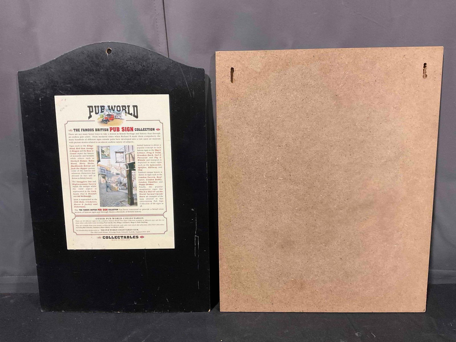 2 pcs Vintage Liquor Advertisement Wood Signs, incl. Pub World The London Tavern & Campari. - 4