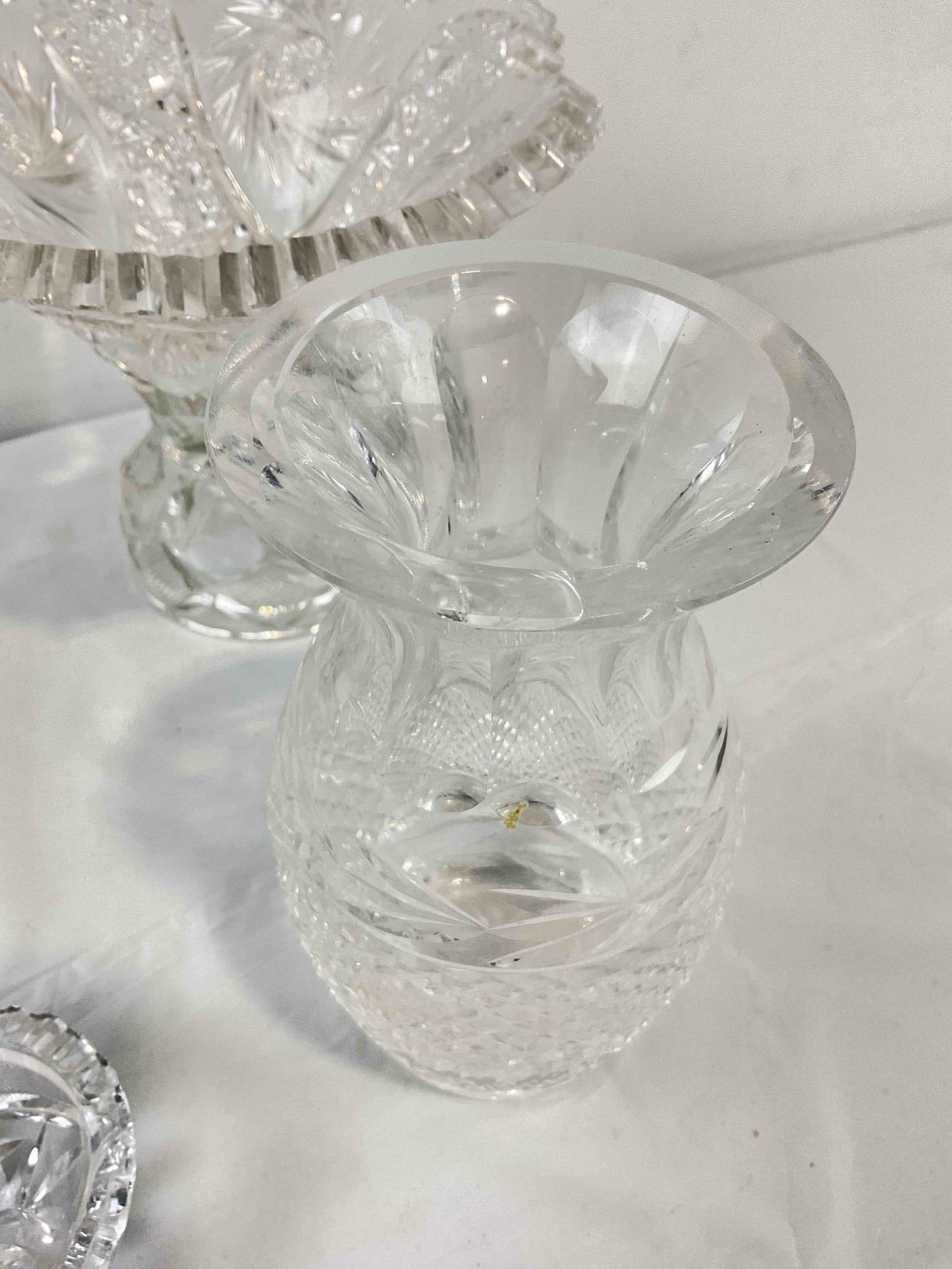 4 pcs Cut Crystal Lead Glass Assortment, incl. 1x Waterford Vase. Good Condition. See pics. - 4